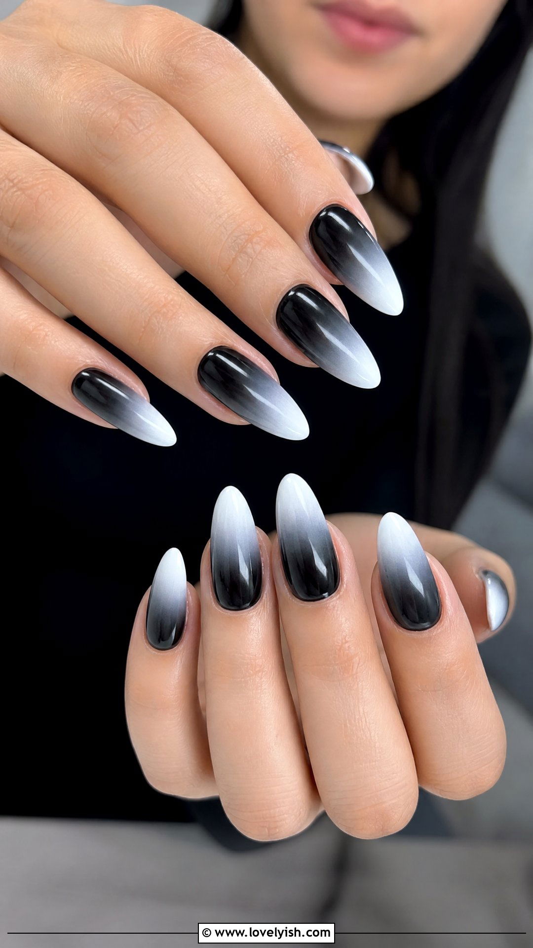 Black and White Gradient Ombre Nails - 25 black and white nail art ideas - 25 black and white nail art ideas