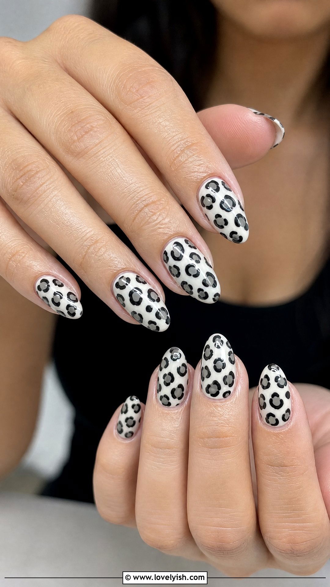 Black and White Leopard Print Nails - 50 black and white nail designs - 50 black and white nail designs