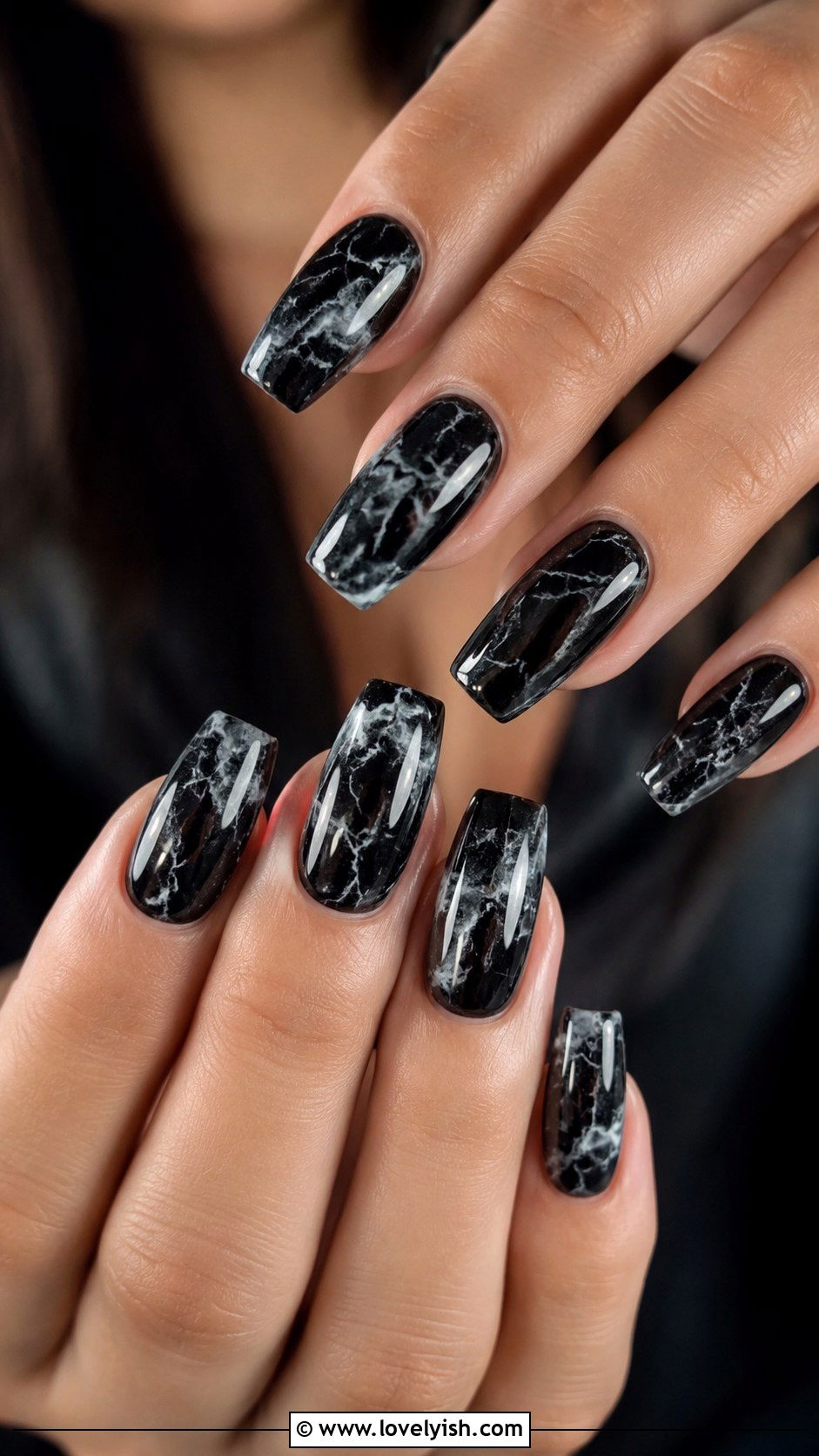 Black and White Marble Nails - 50 mens nail design ideas - 50 mens nail design ideas