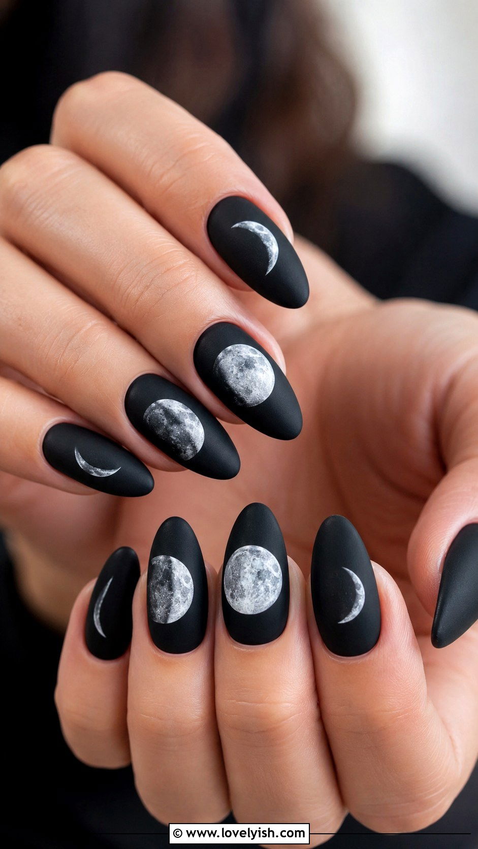 Black and White Moon Phase Nails - 50 tumblr nail designs - 50 tumblr nail designs