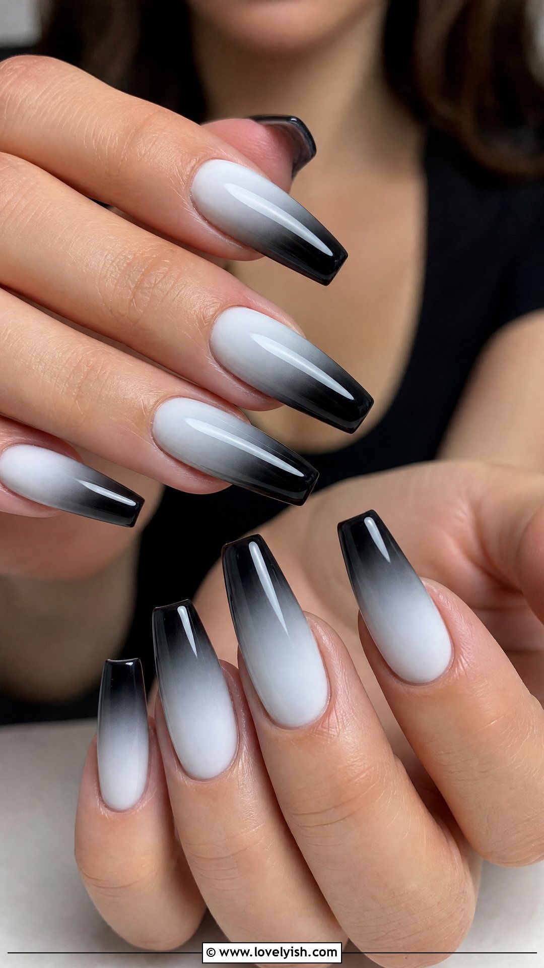 Black and White Ombre Nails - 50 black and white nail designs - 50 black and white nail designs