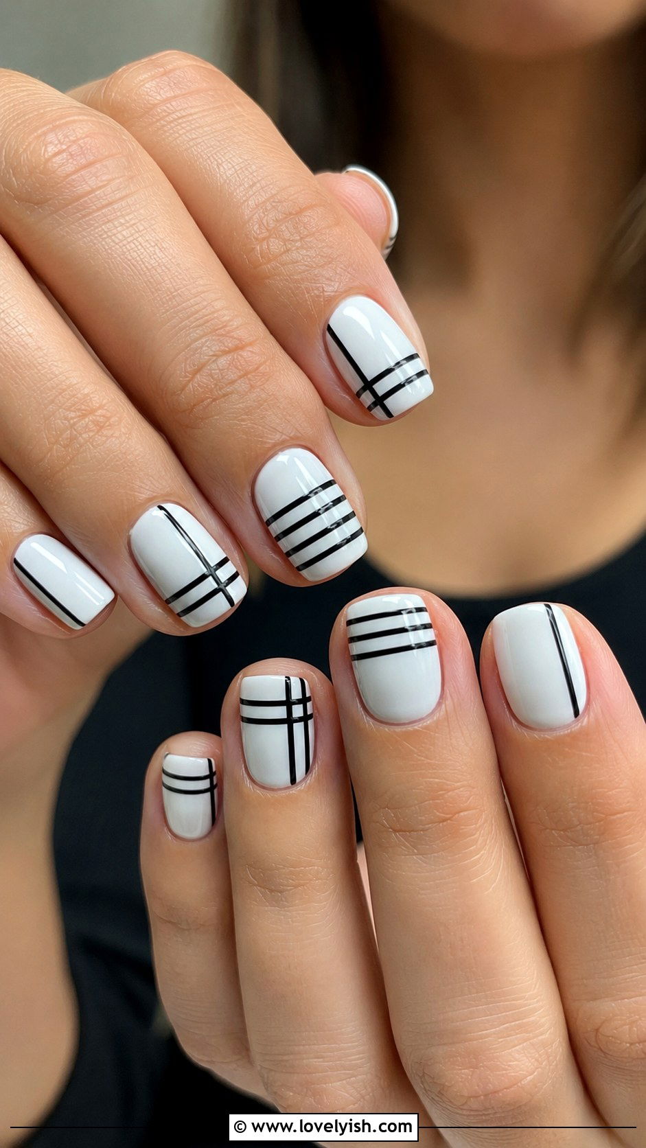 Black and White Striped Nails - 47 nail inspiration - 47 nail inspiration