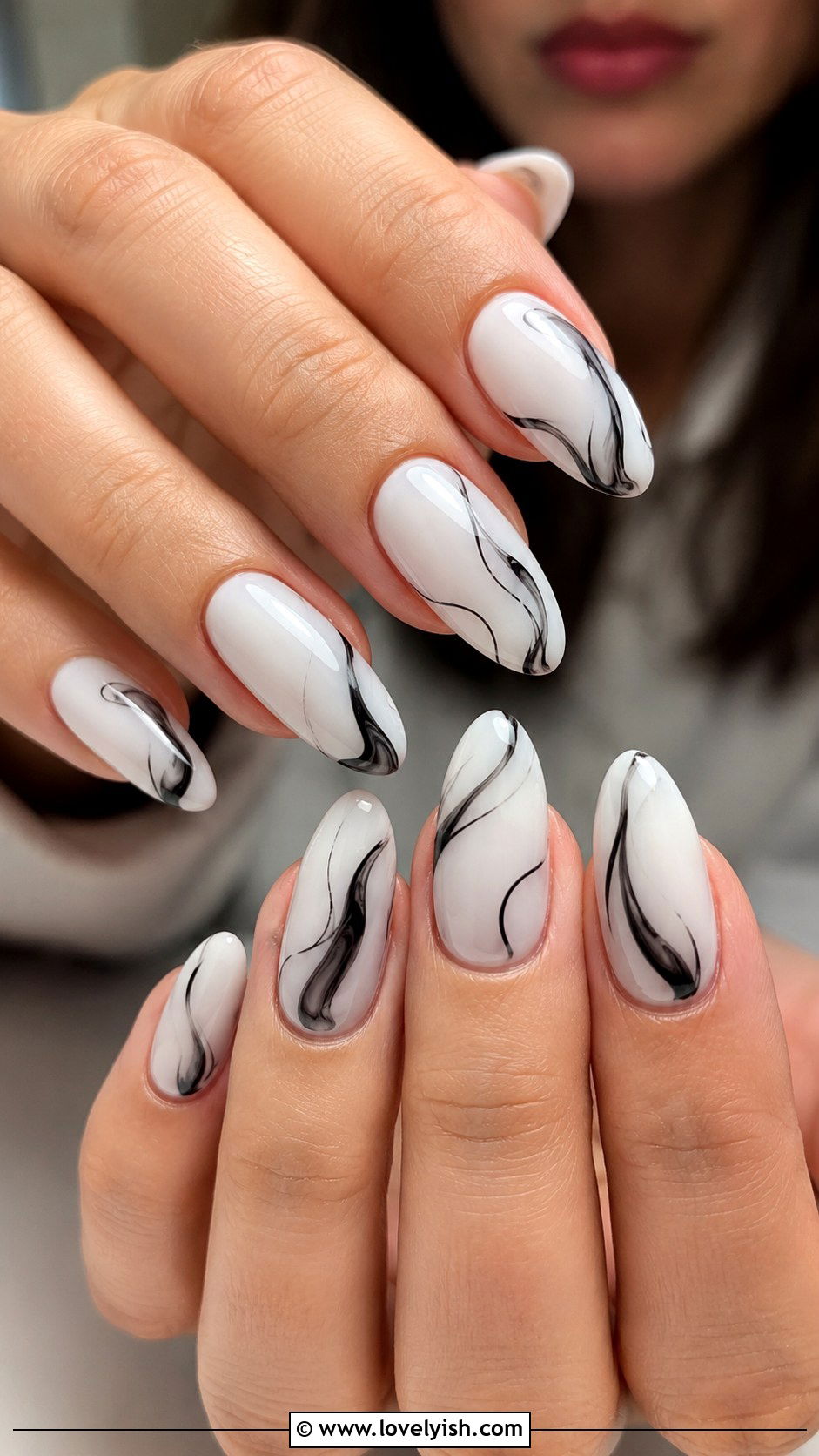 Black and White Swirl Nails - 31 black nail design ideas - 31 black nail design ideas