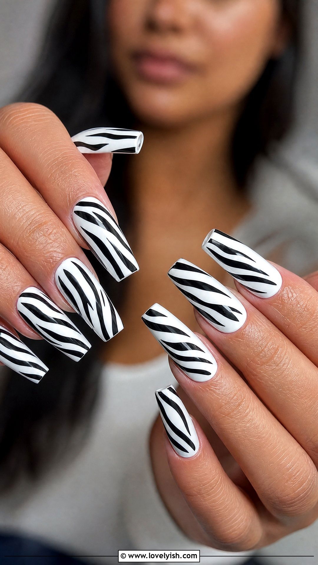 Black and White Zebra Print Gel X Nails - 50 gel x nails - 50 gel x nails