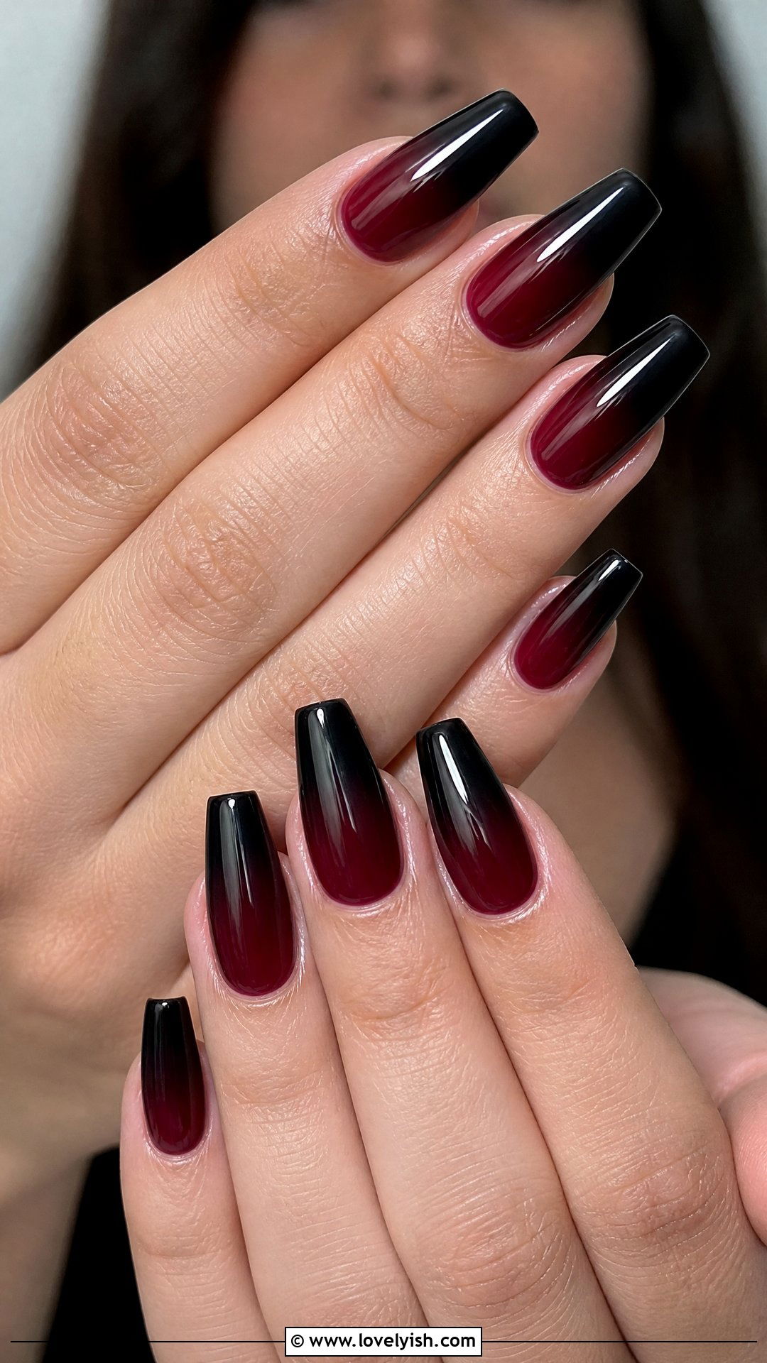 Black to Burgundy Ombre Nails - 50 goth nails - 50 goth nails