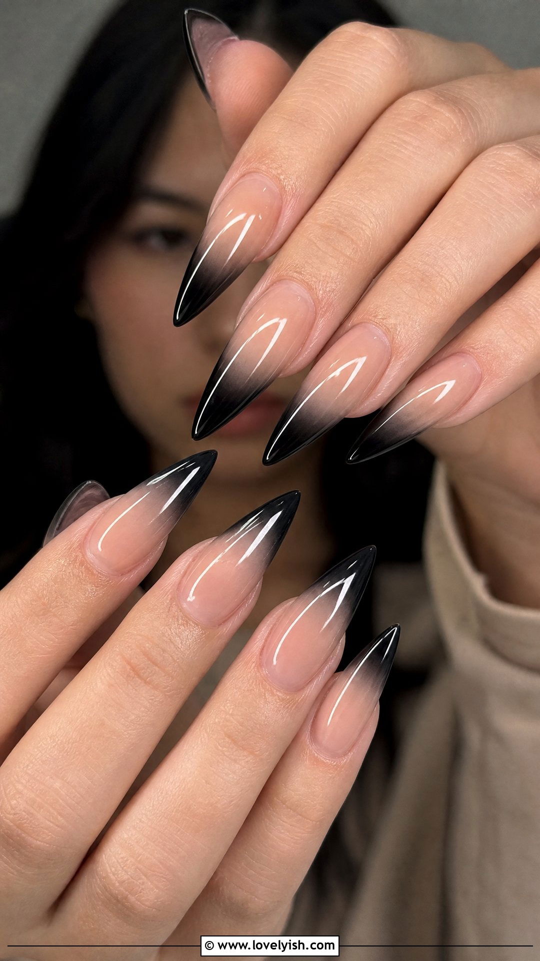 Black to Clear Ombre French Nails - 50 ombre french nails - 50 ombre french nails