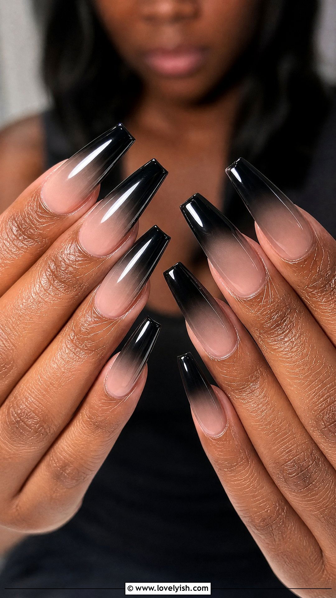 Black to Nude Ombre Nails - 50 black nails - 50 black nails