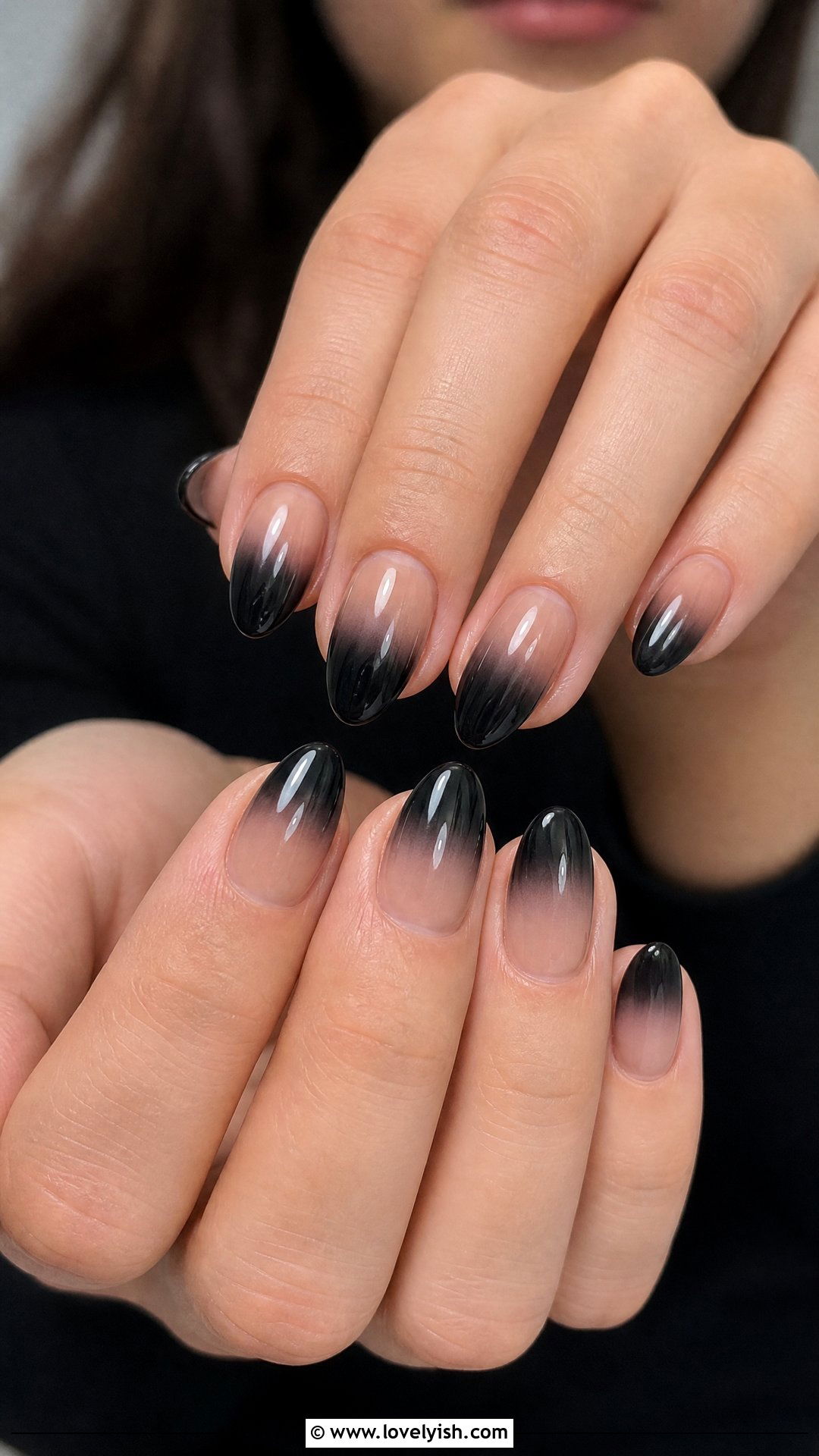 Black to Nude Ombre Nails - 50 short black nail designs - 50 short black nail designs