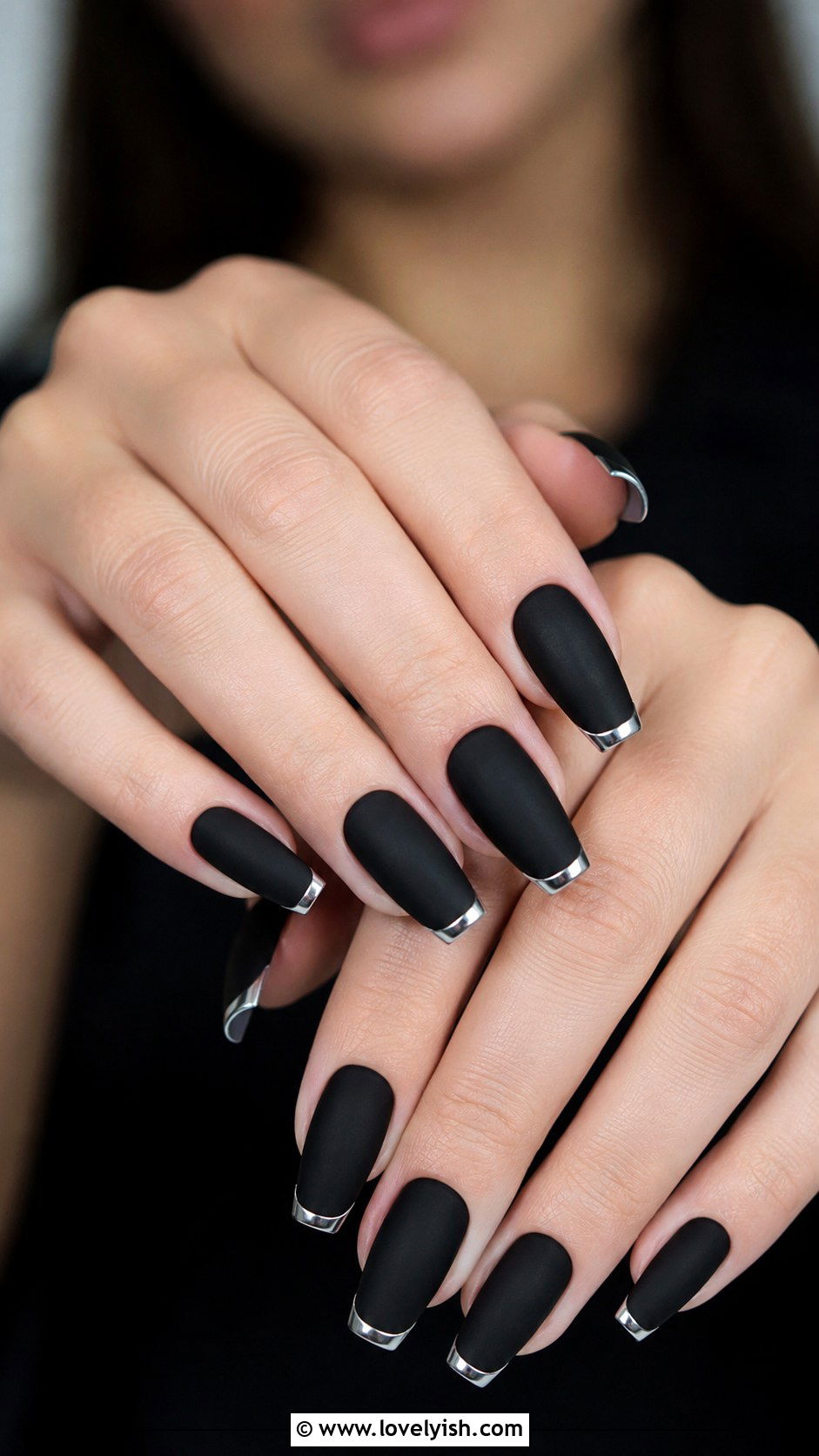 Black with Silver Tip Nails - 50 mens nail design ideas - 50 mens nail design ideas