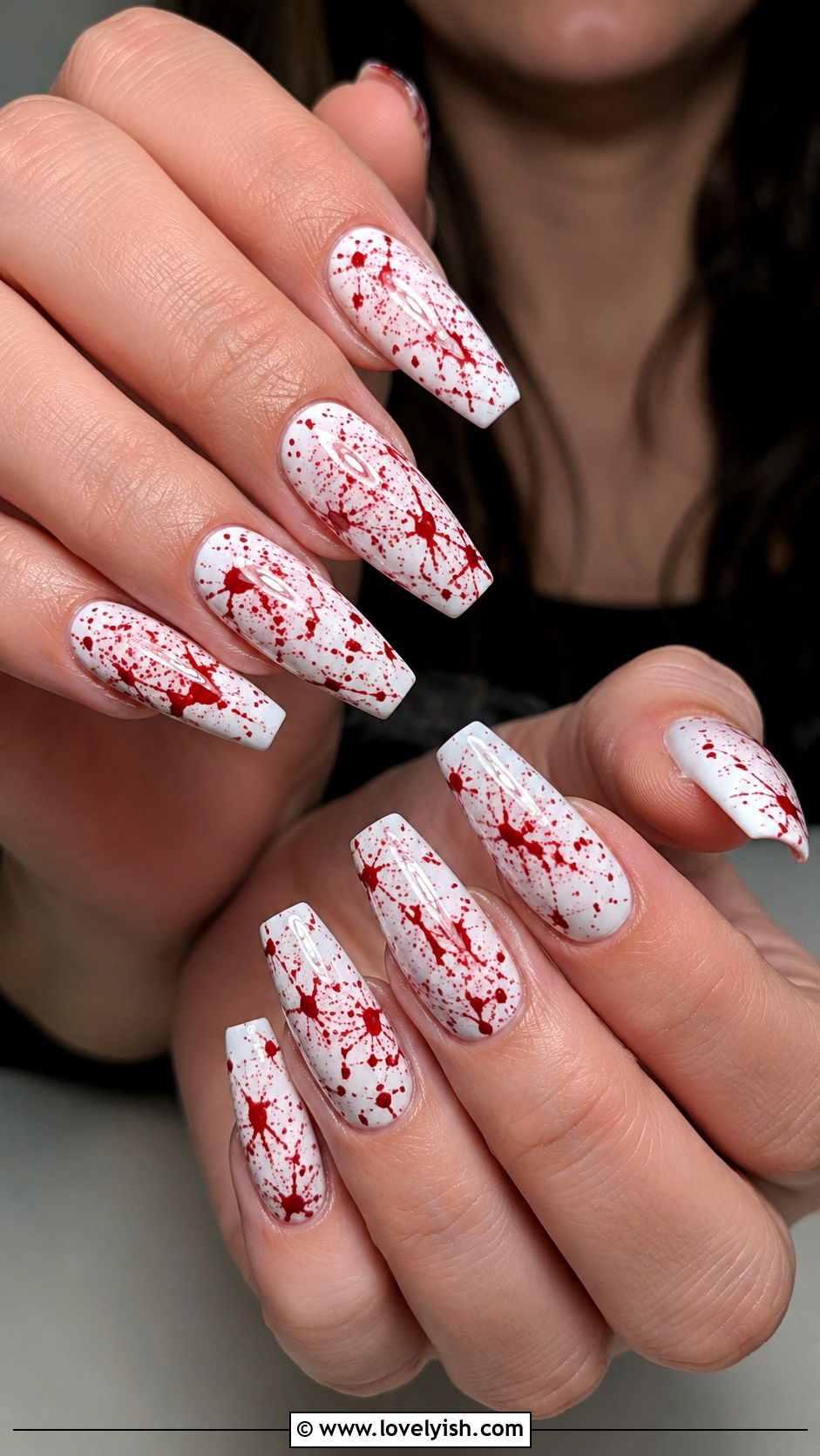 Blood Splatter Red Nails - 25 edgy nail designs - 25 edgy nail designs