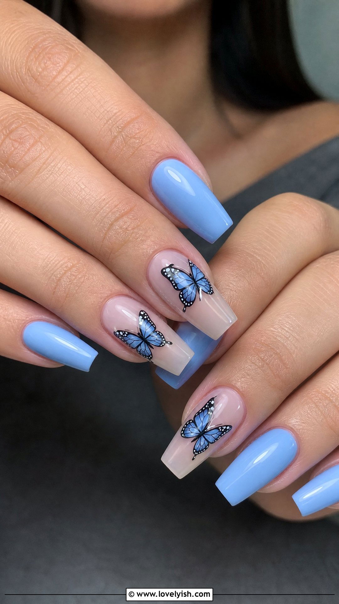 Blue Butterfly Nails - 25 blue nail design ideas - 25 blue nail design ideas