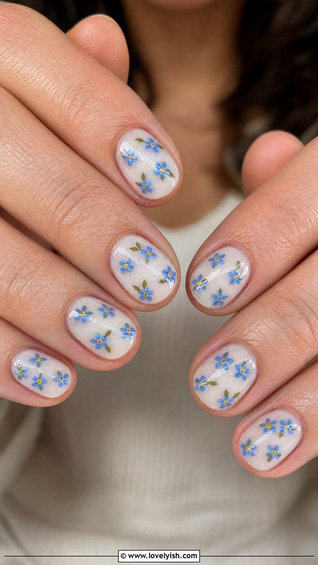 Blue Forget Me Not Nails - 50 flower nails - 50 flower nails