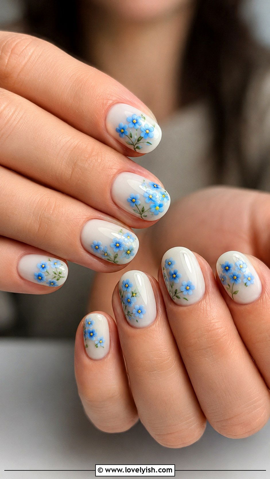 Blue Forget Me Not Nails - 25 floral nail designs - 25 floral nail designs