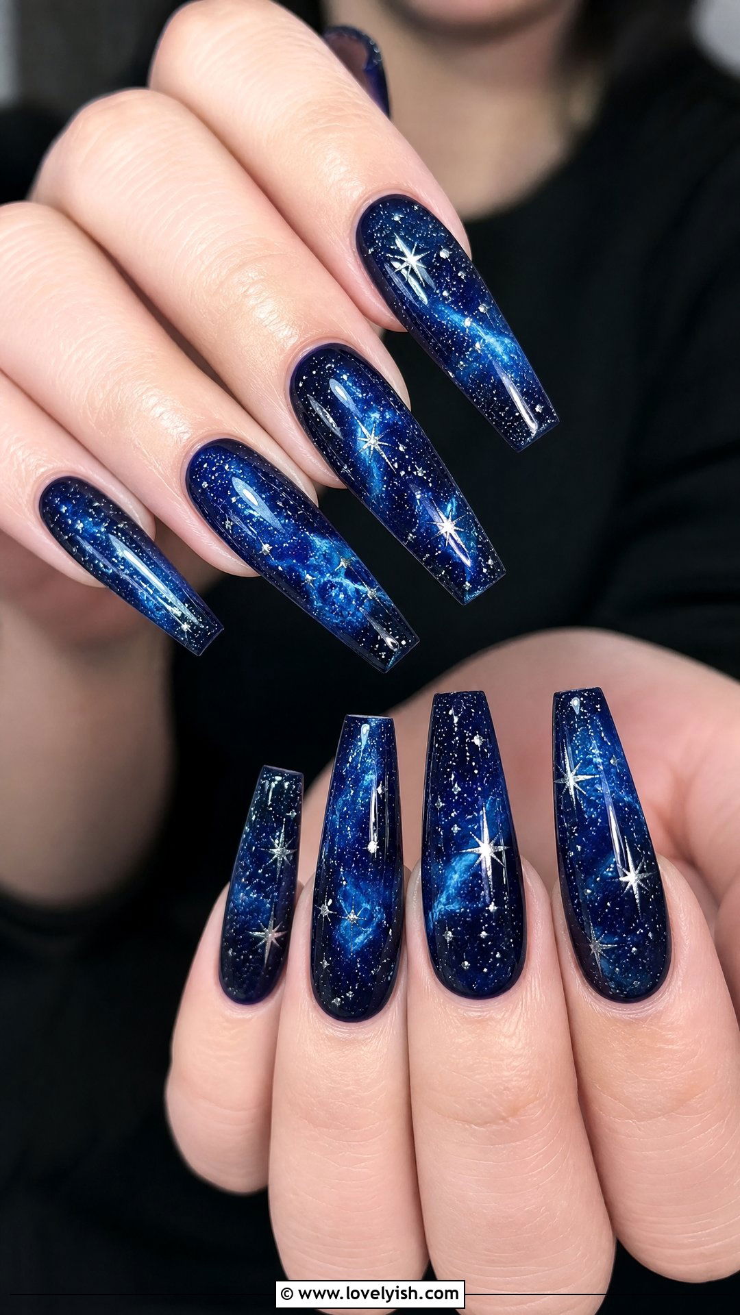 Blue Galaxy Nails - 50 blue nails - 50 blue nails