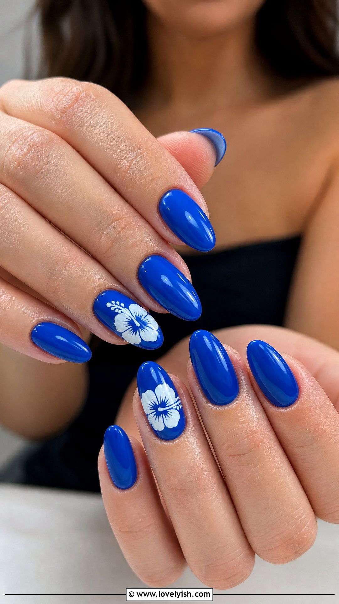 Blue Hibiscus Tropical Nails - 50 blue nails - 50 blue nails