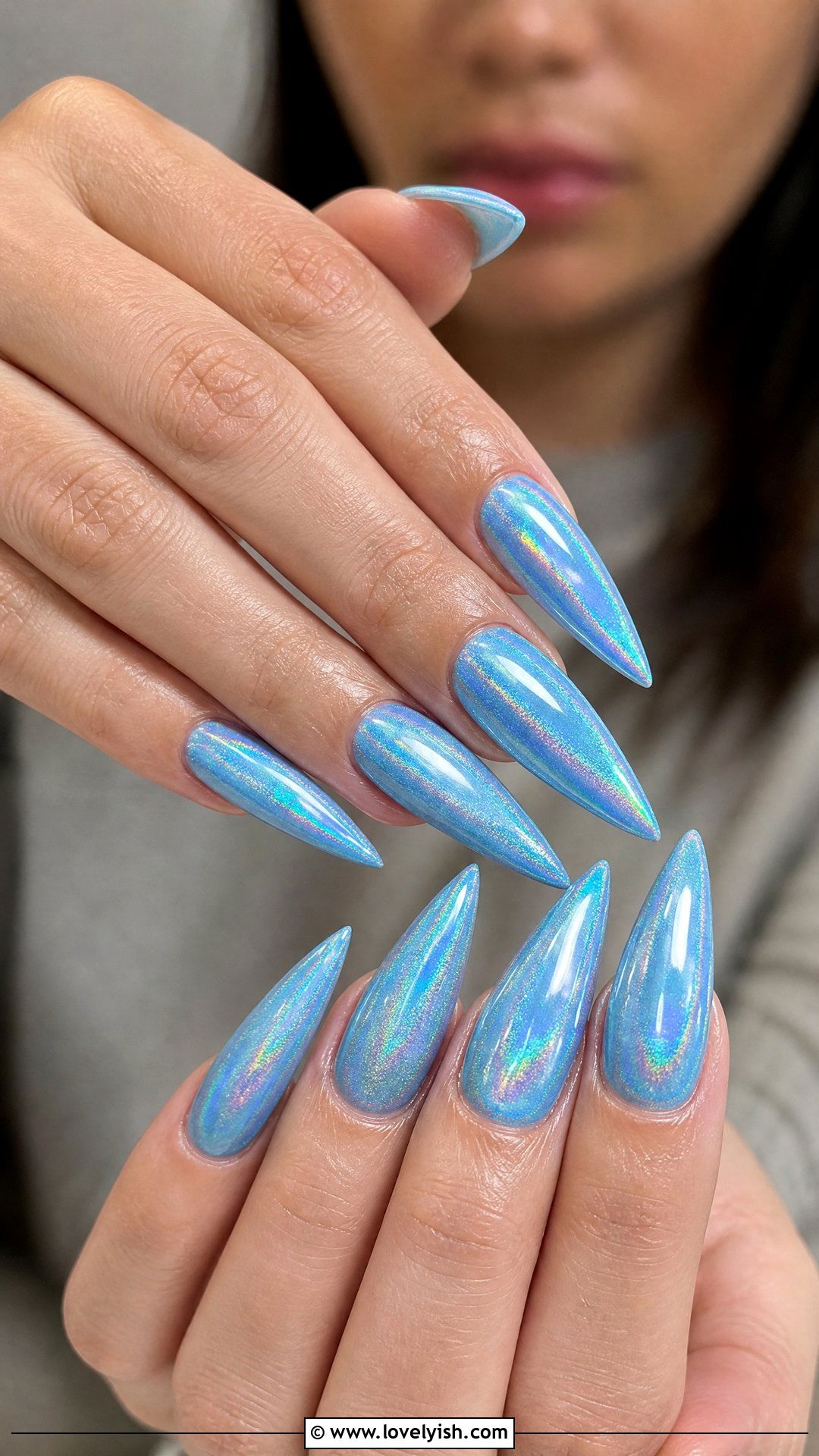 Blue Holographic Nails - 50 blue nails - 50 blue nails