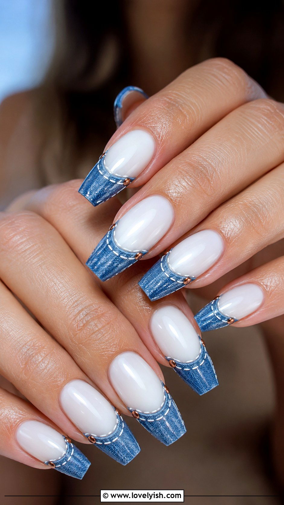Blue Jeans French Tip Nails - 50 western nail designs - 50 western nail designs