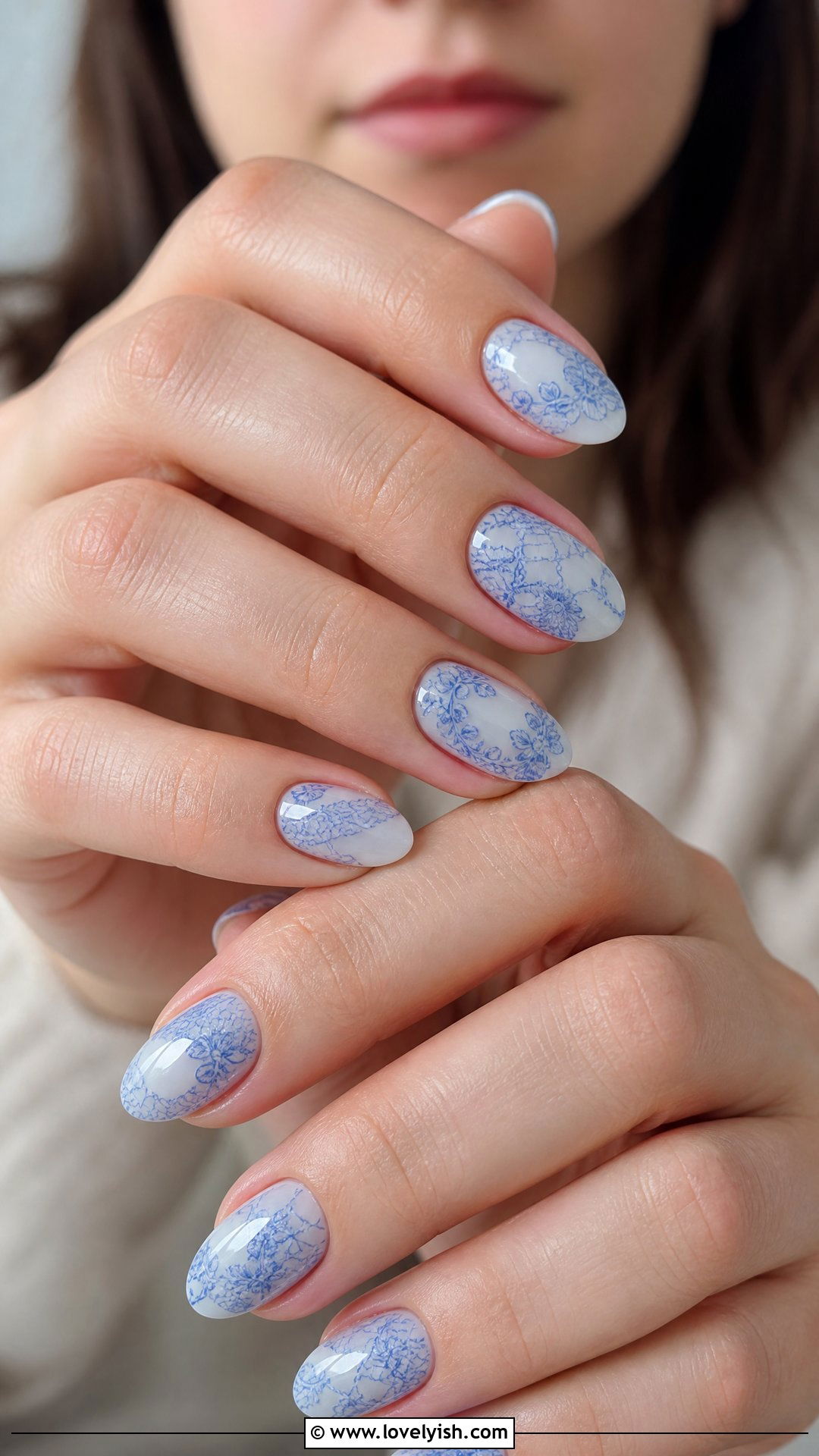 Blue Lace Nails - 50 blue nails - 50 blue nails