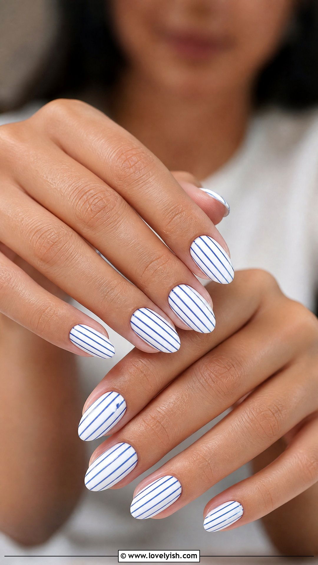 Blue Pinstripe Nails - 50 blue nails - 50 blue nails