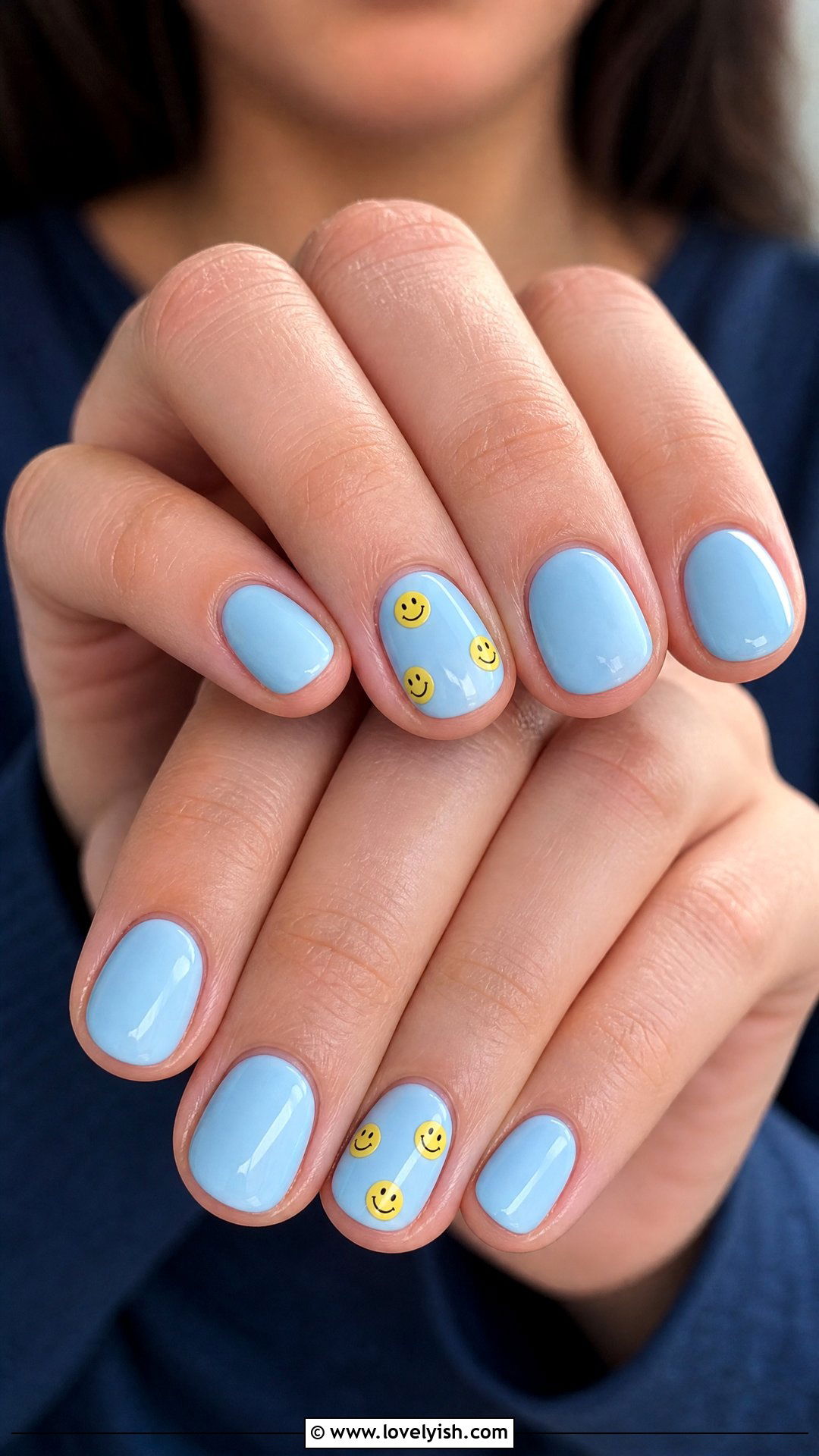 Blue Smiley Face Nails - 50 blue nails - 50 blue nails