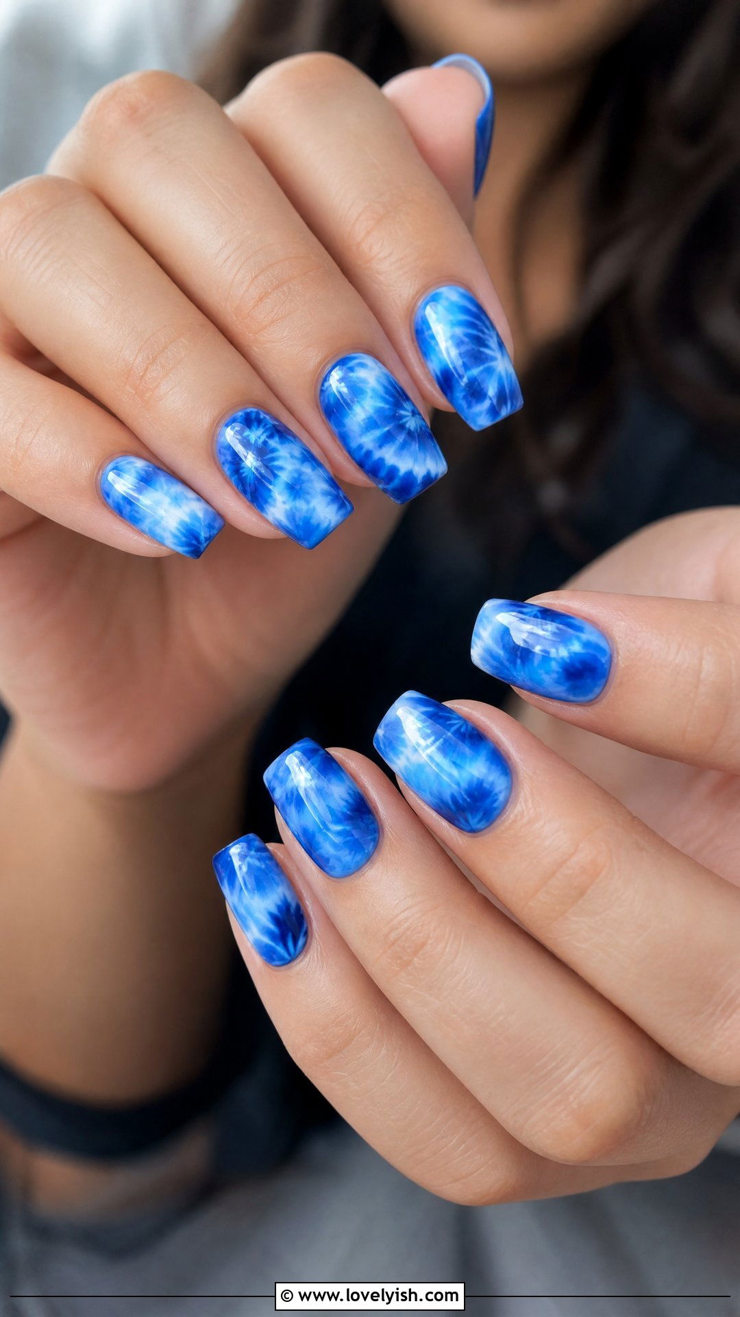 Blue Tie Dye Nails - 50 blue nails - 50 blue nails