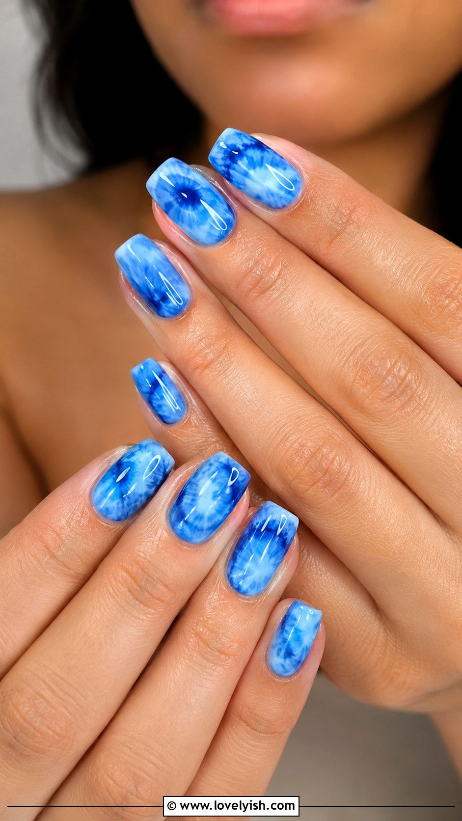 Blue Tie Dye Nails - 38 blue nail designs - 38 blue nail designs