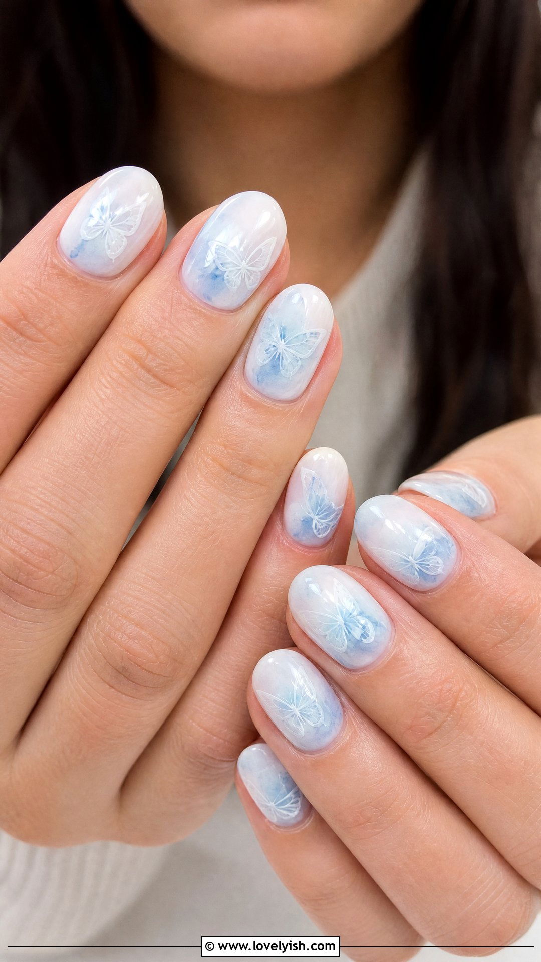 Blue Watercolor Butterfly Nails - 50 butterfly nails - 50 butterfly nails