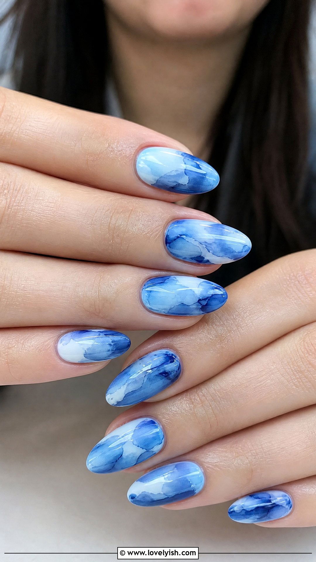 Blue Watercolor Nails - 50 blue nails - 50 blue nails