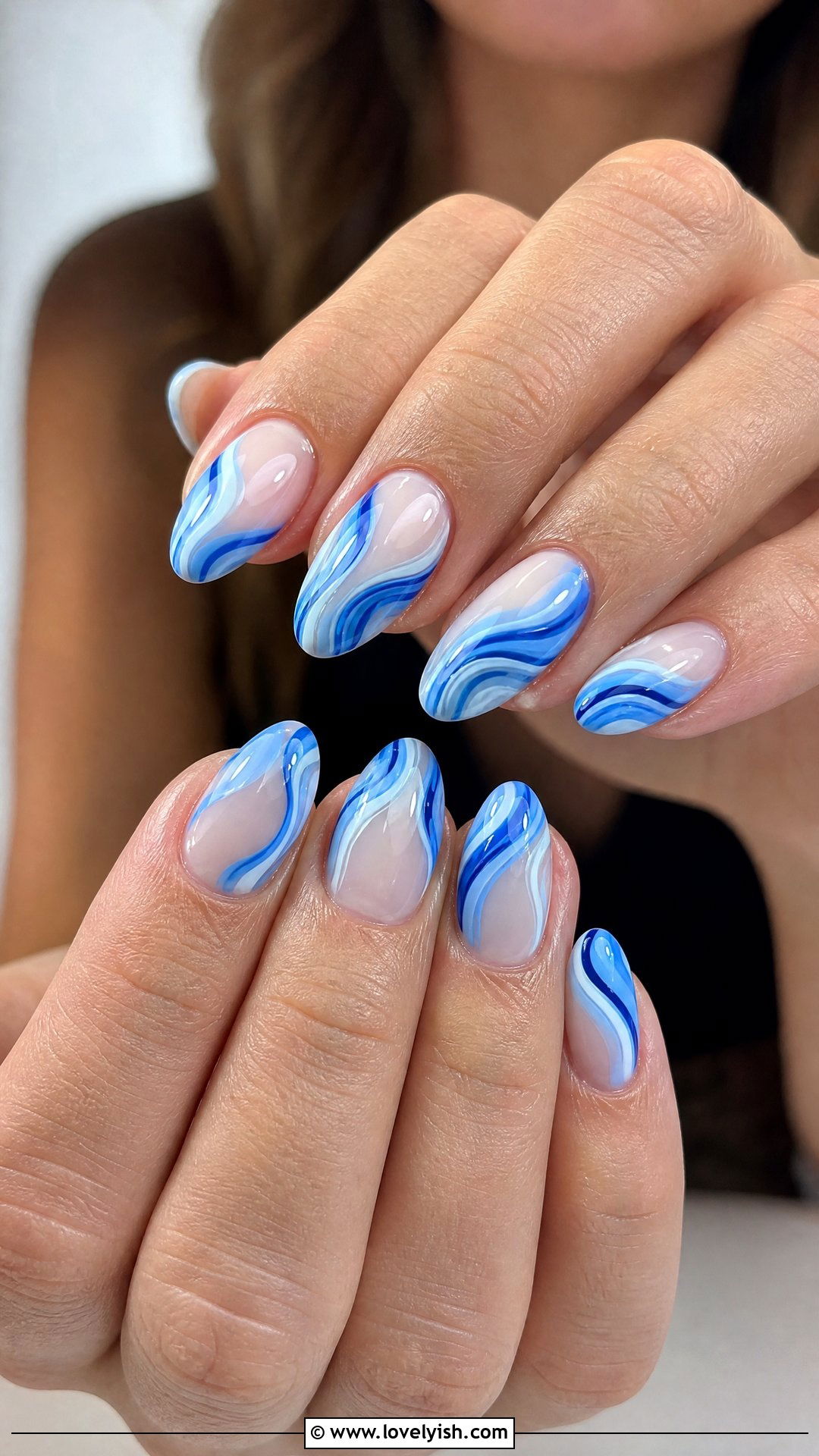 Blue and White Swirl Nails - 50 blue nails - 50 blue nails