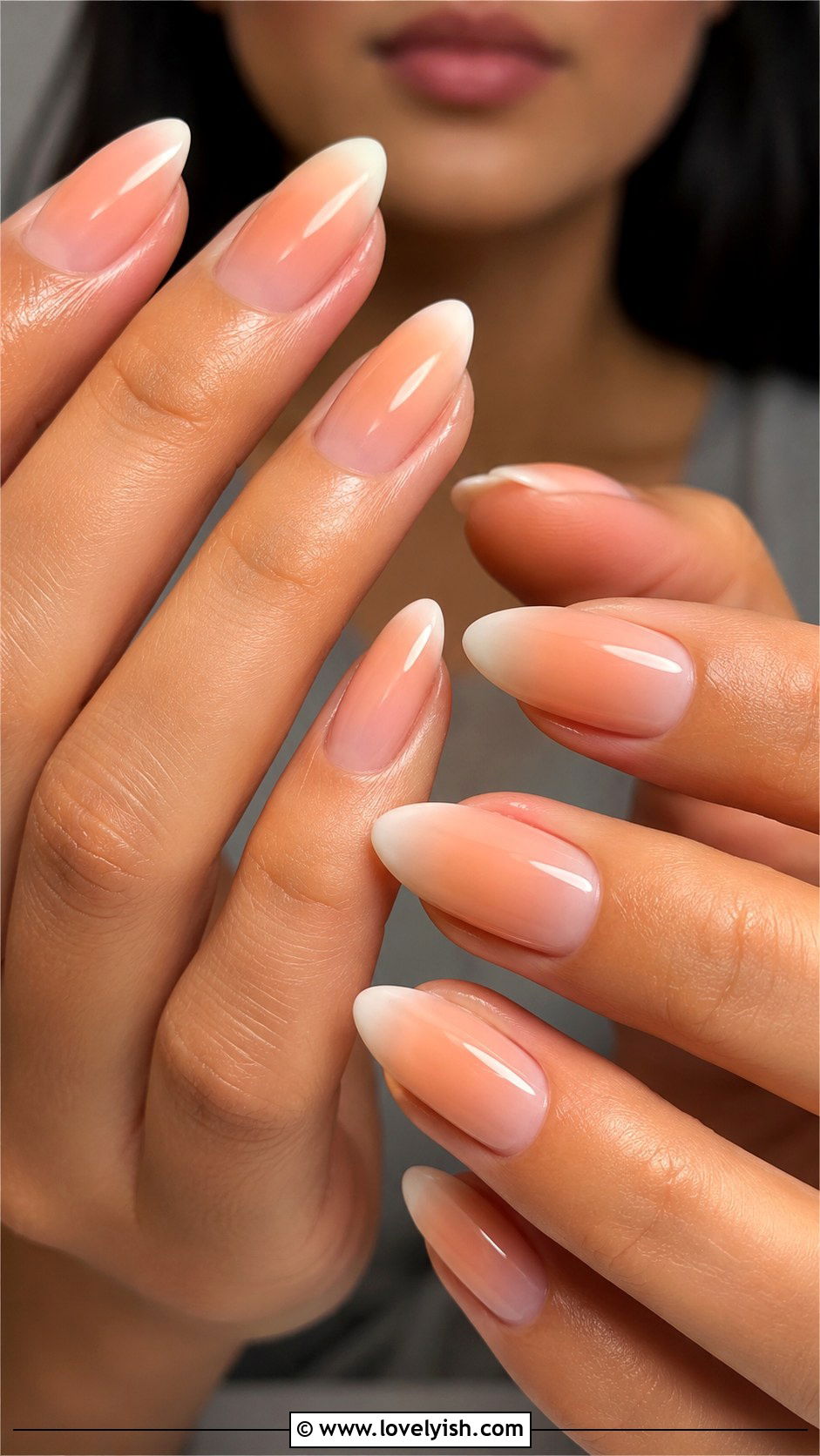 Blurred French Tip Almond Nails - 50 almond french tip nails - 50 almond french tip nails