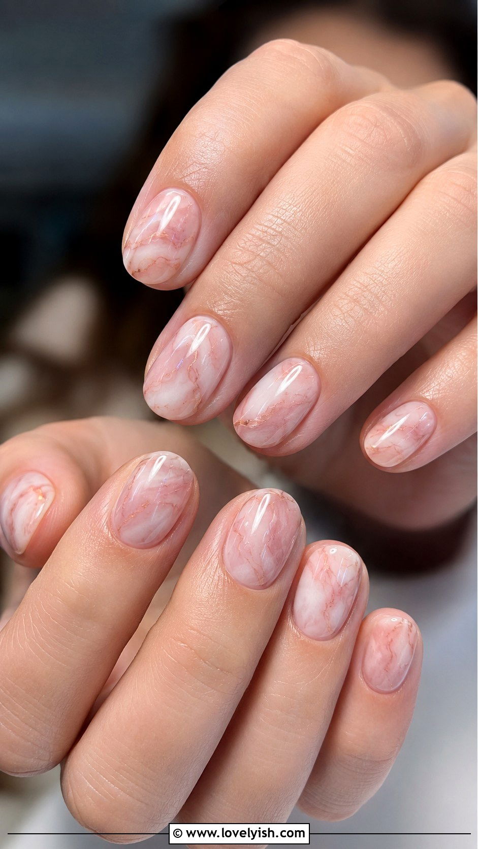 Blush Marble Short Oval Nails - 50 work appropriate nails - 50 work appropriate nails