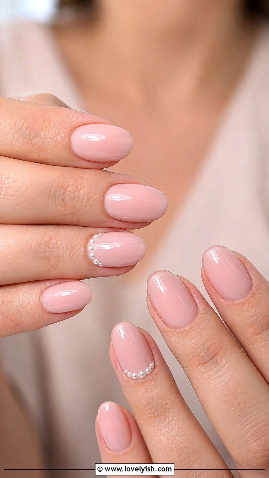 Blush Pink Pearl Nails - 42 spring nail ideas - 42 spring nail ideas