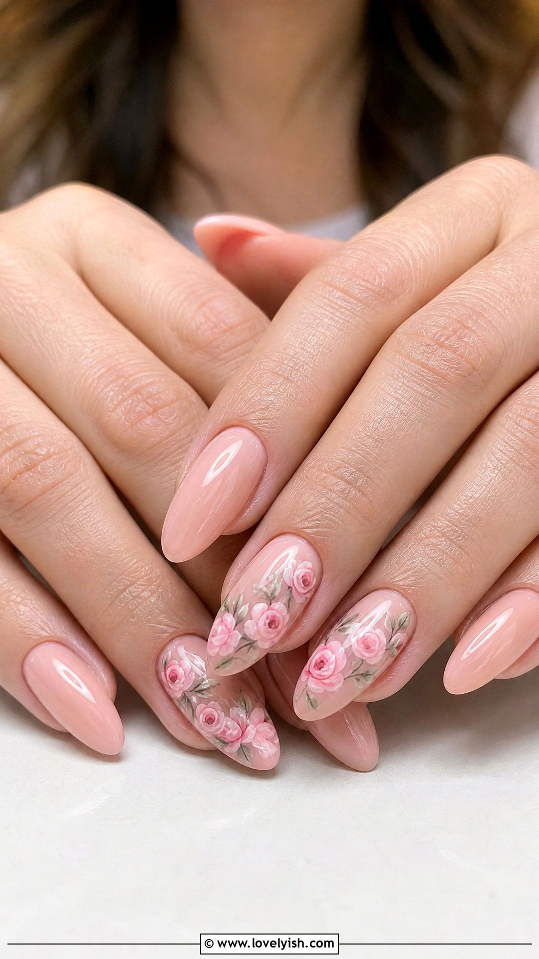 Blush Pink Rose Nails - 50 mothers day nail designs - 50 mothers day nail designs