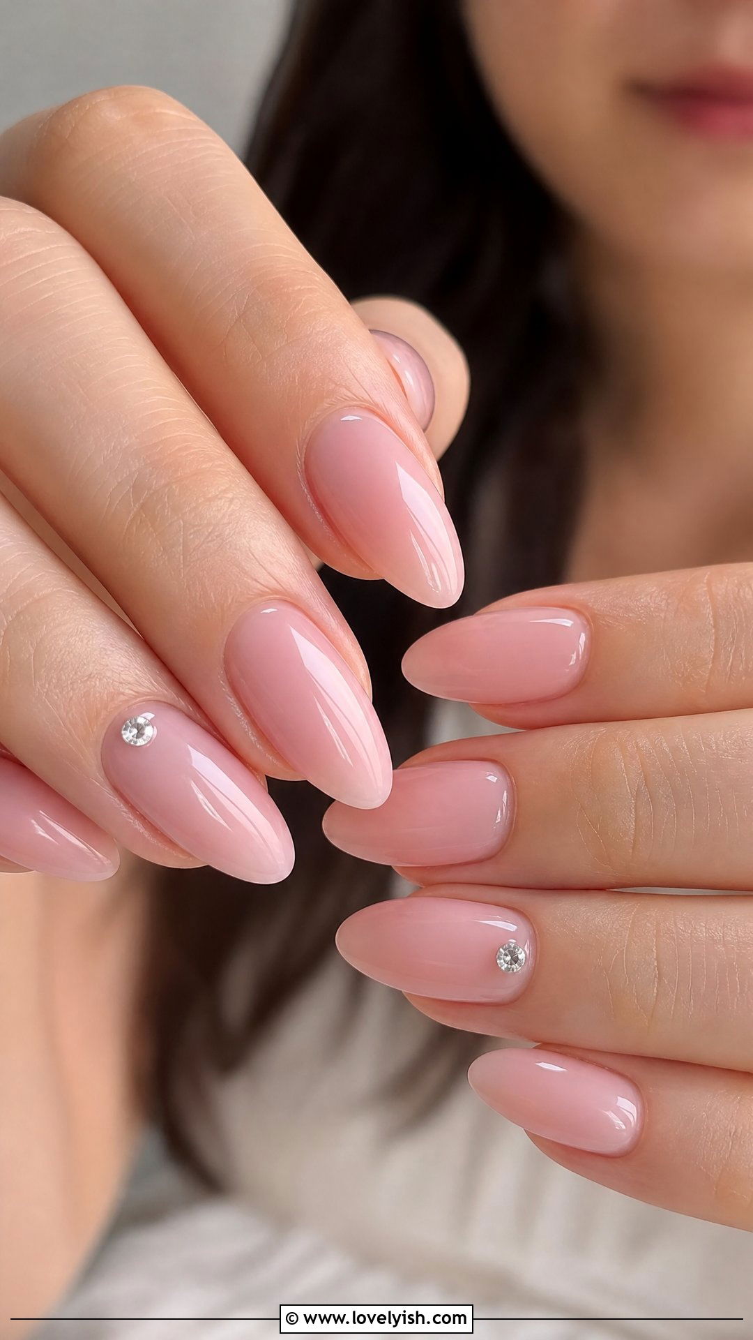 Blush Pink With Diamond Accent Nails - 50 sophisticated nails - 50 sophisticated nails