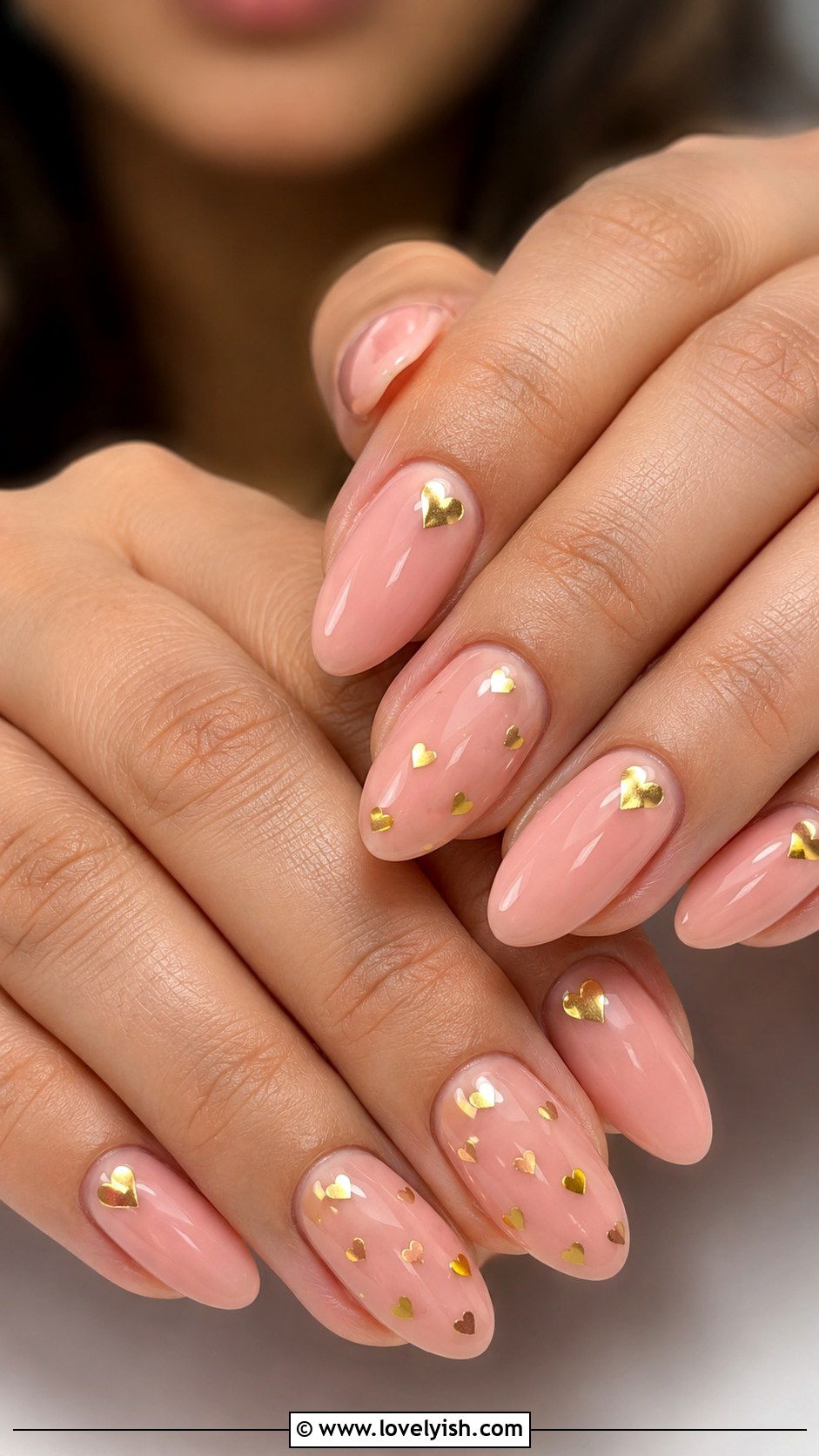 Blush Pink and Gold Heart Nails - 50 baby shower nails - 50 baby shower nails