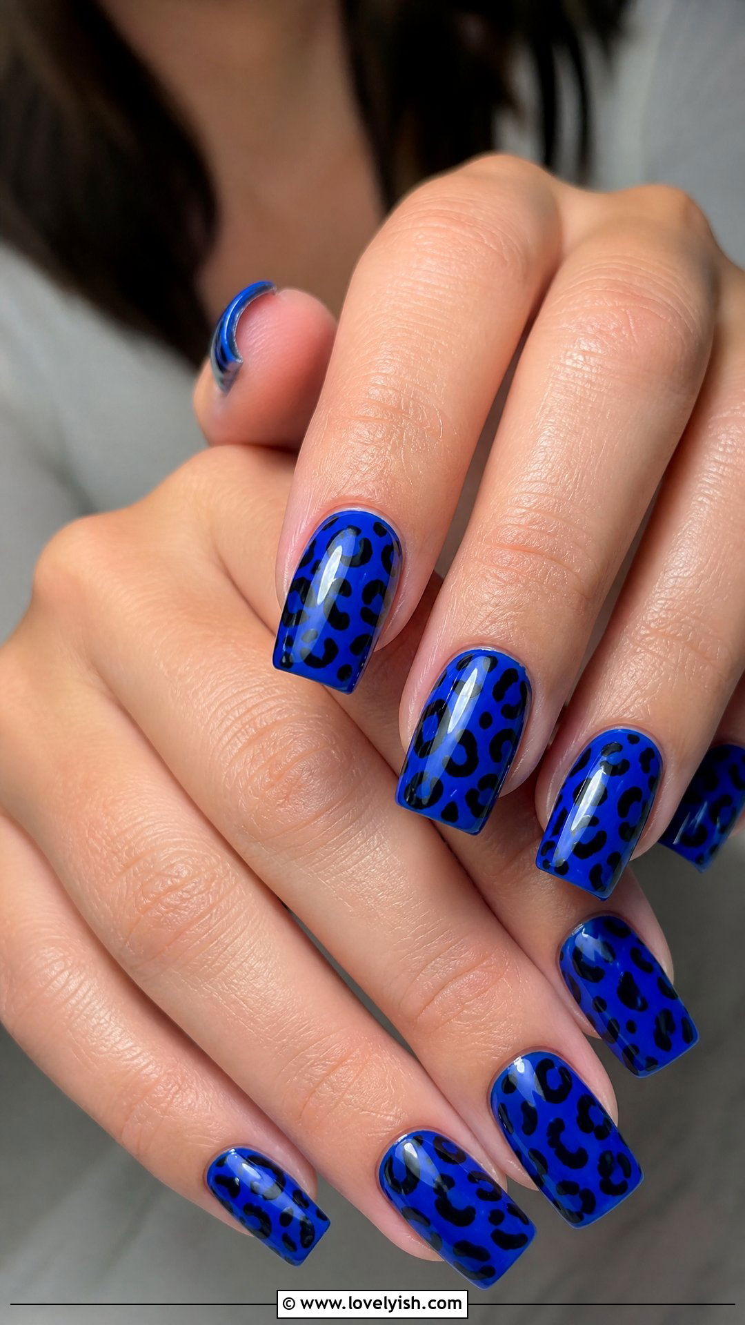 Bold Cobalt Blue Leopard Print Nails - 50 leopard print nails - 50 leopard print nails
