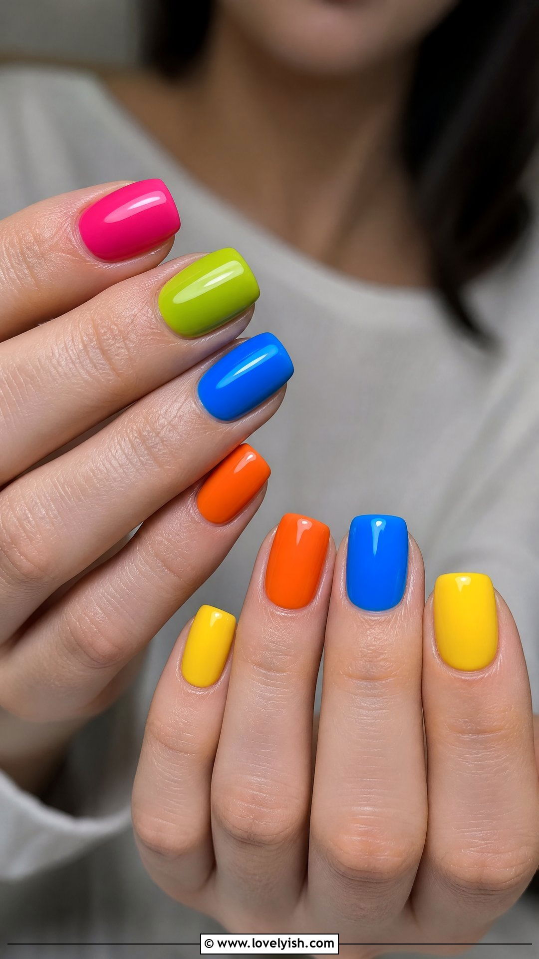 Bold Color Block Nails - 39 summer nail ideas - 39 summer nail ideas