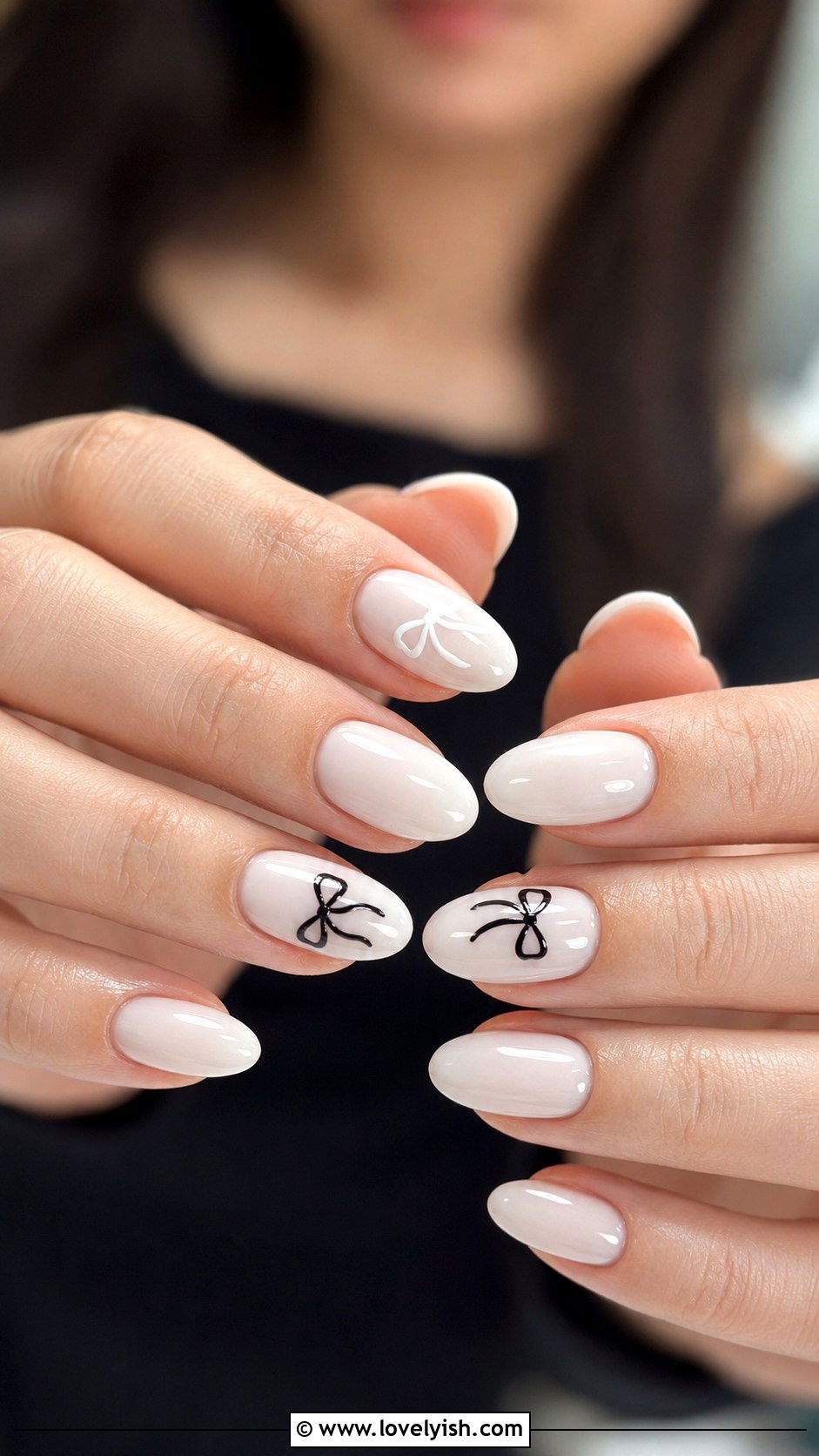 Bow Accent Acrylic Nails - 42 acrylic nail designs - 42 acrylic nail designs