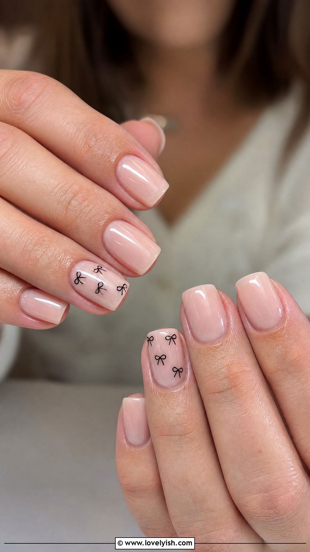 Bow Accent Gel Nails - 50 gel manicure - 50 gel manicure