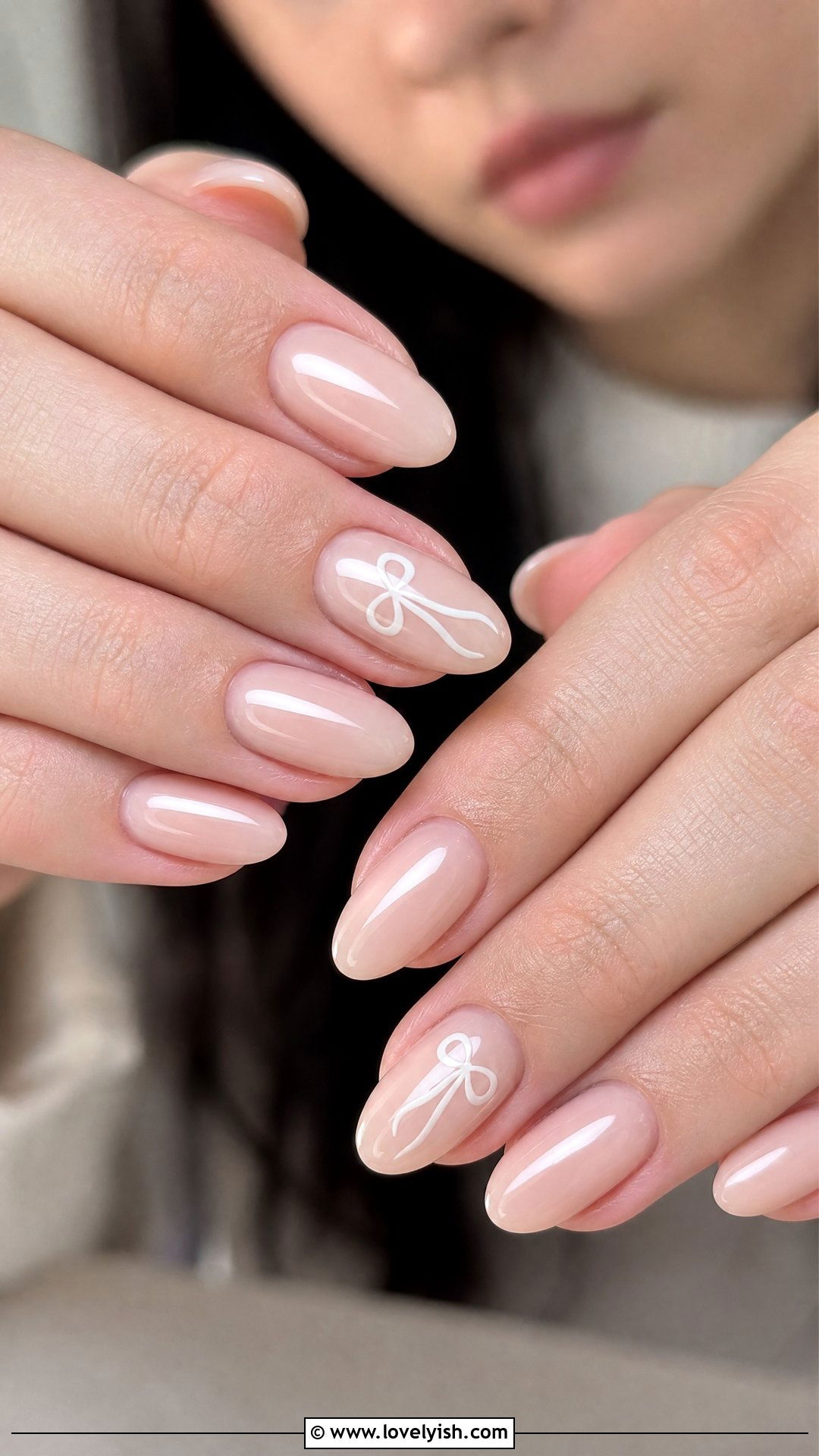 Bow Accent Short Nails - 35 short nails designs - 35 short nails designs