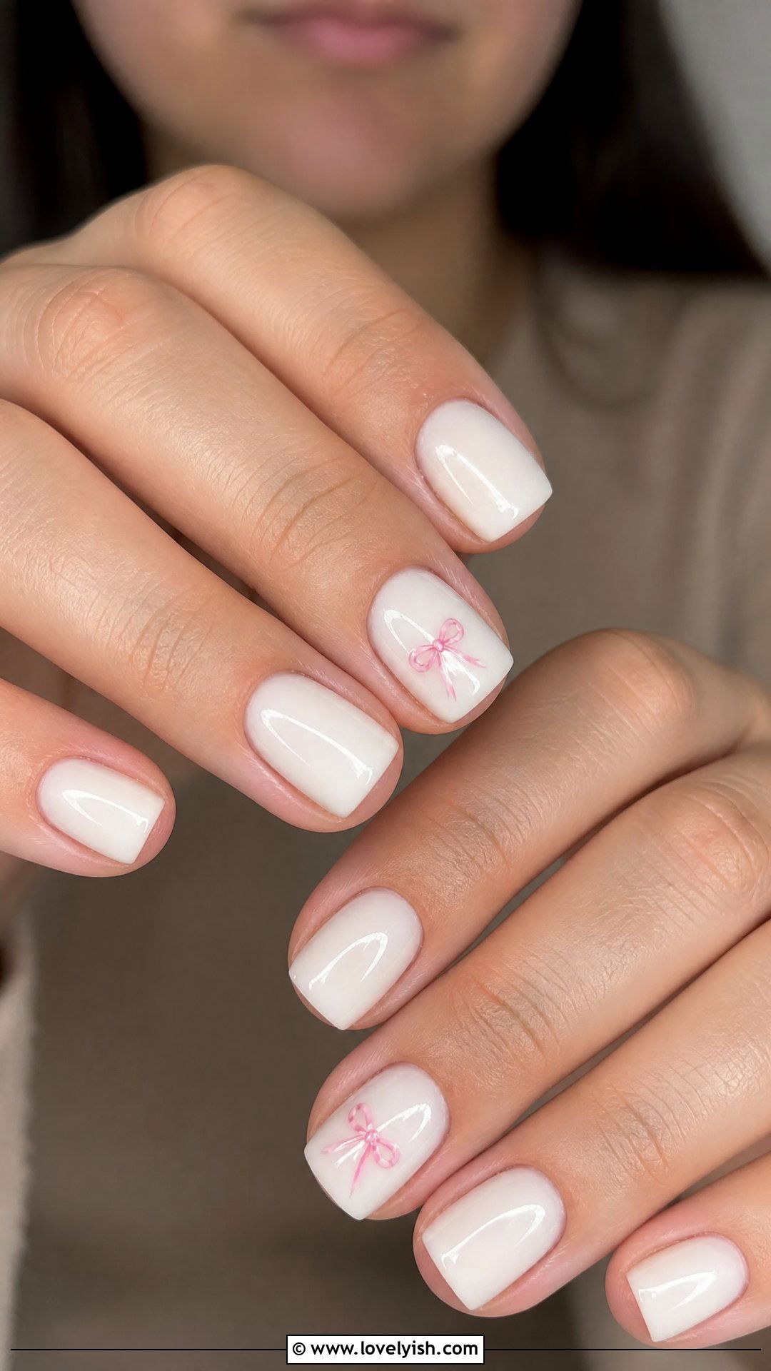 Bow Accent Squoval Nails - 50 squoval nails - 50 squoval nails