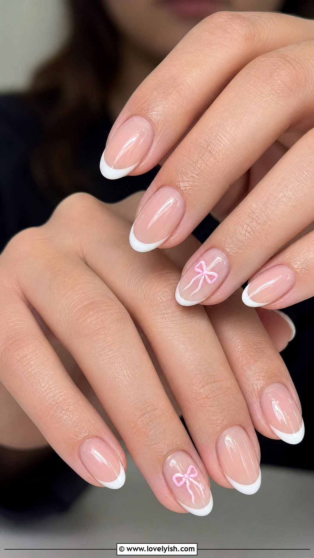 Bow Detail French Tip - 50 cute french tip nail designs - 50 cute french tip nail designs