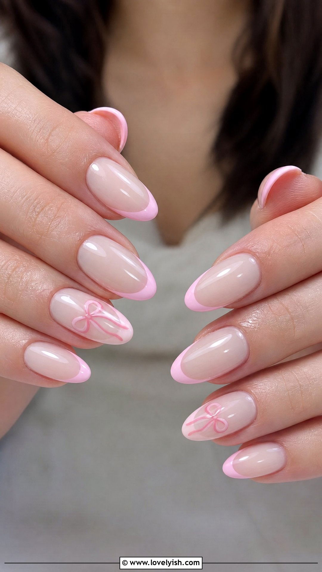 Bow French Tip Almond Nails - 25 almond french tip nail designs - 25 almond french tip nail designs