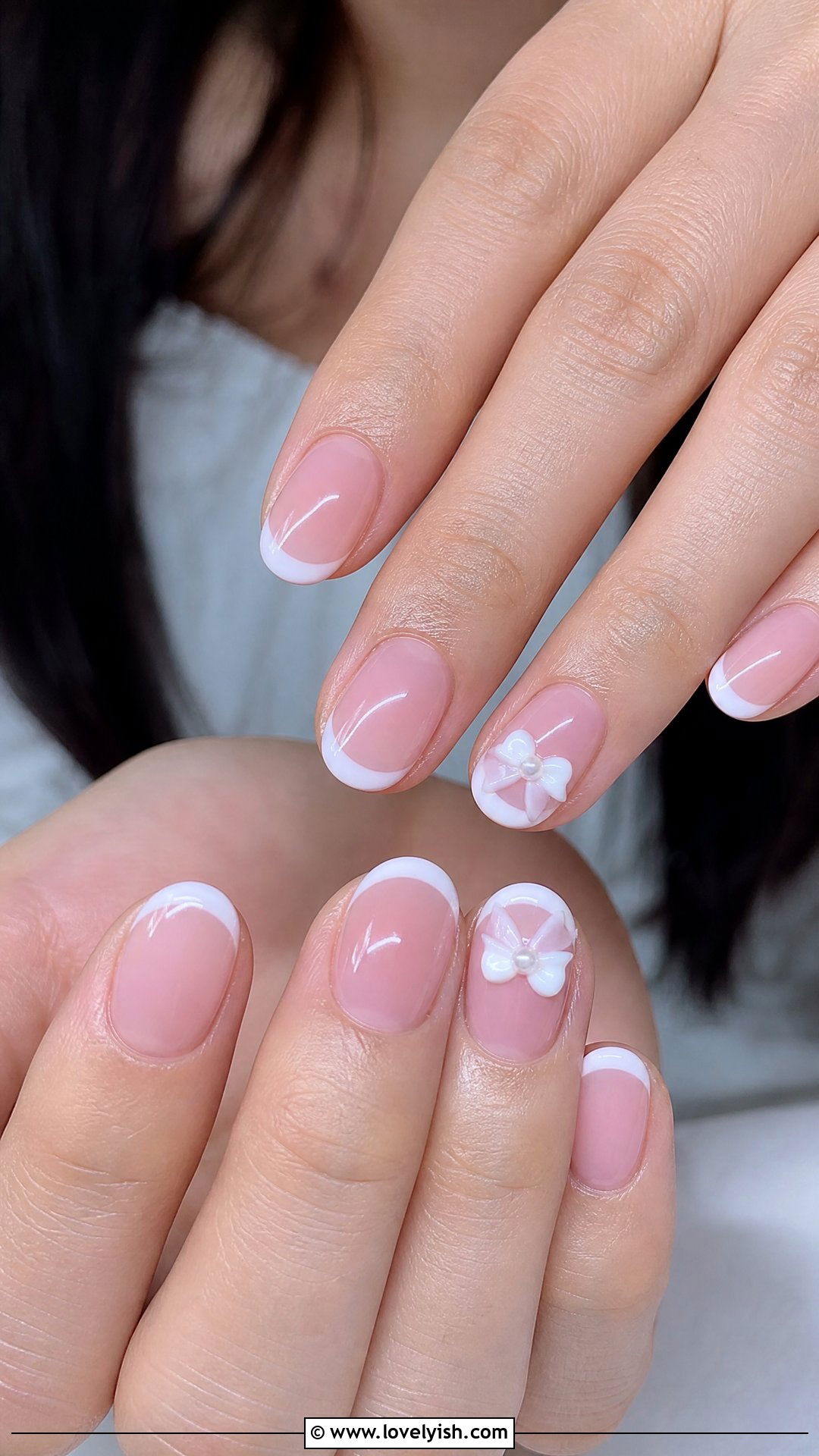 Bow French Tip - 50 french manicure - 50 french manicure