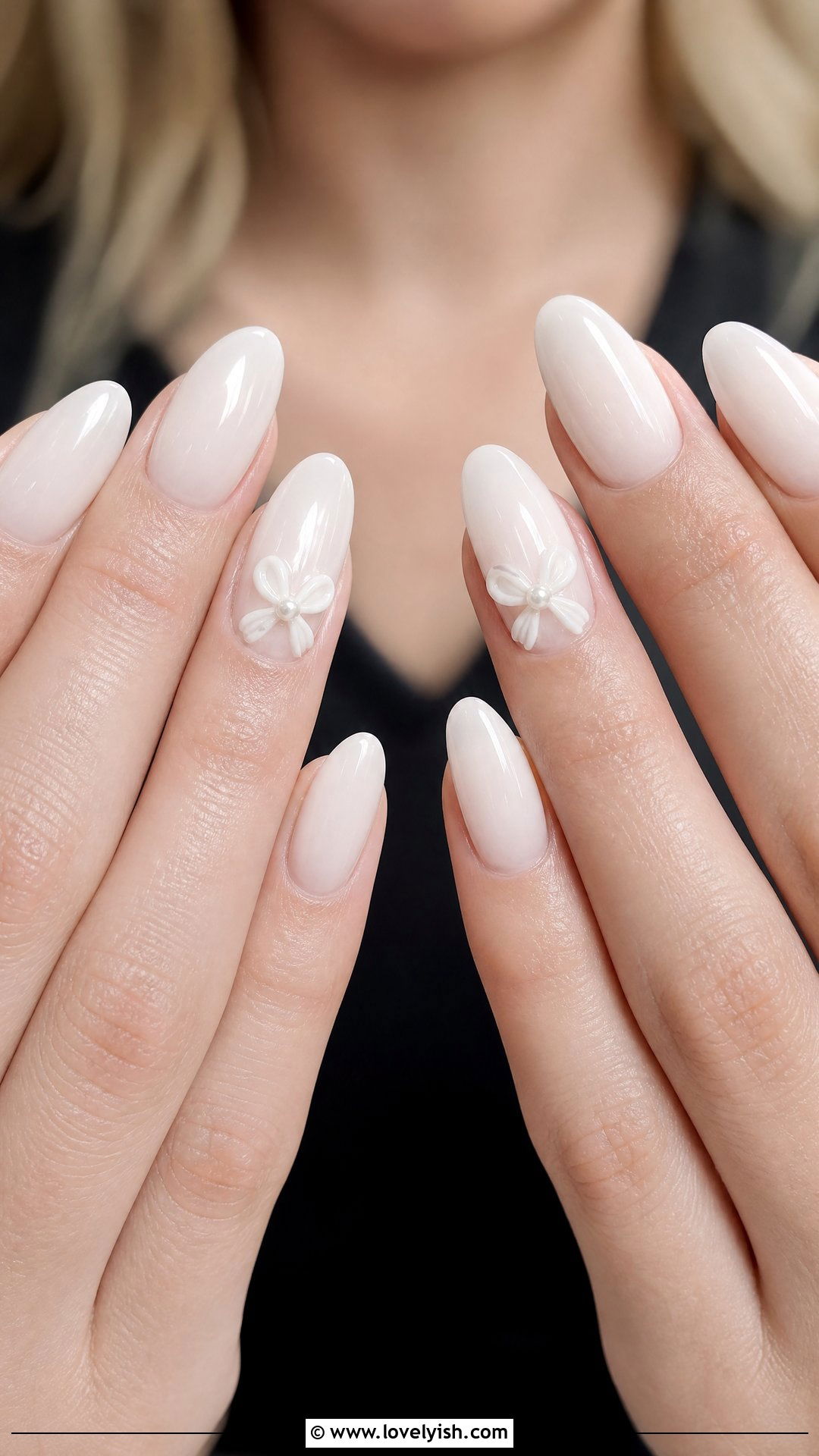 Bridal White Pearl Bow Nails - 25 bow nail design ideas - 25 bow nail design ideas