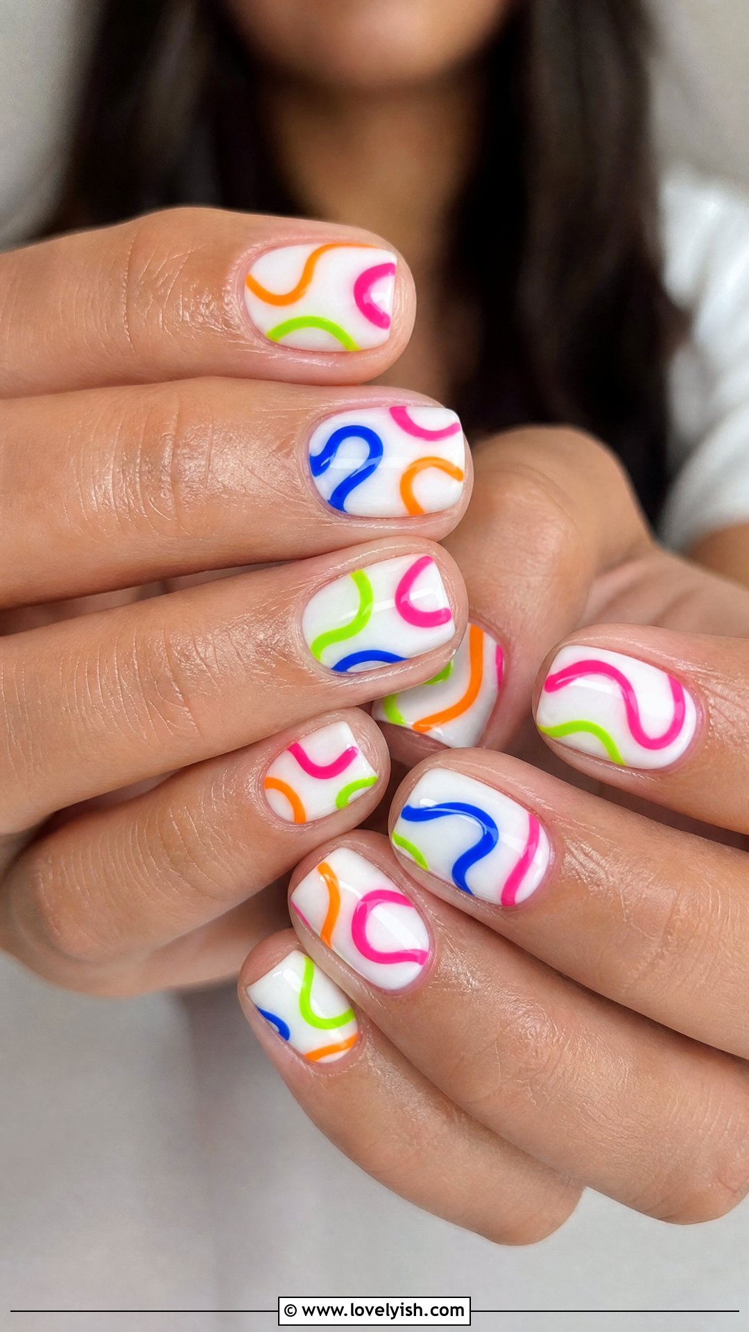Bright Neon Squiggle Nails - 25 abstract nail designs - 25 abstract nail designs