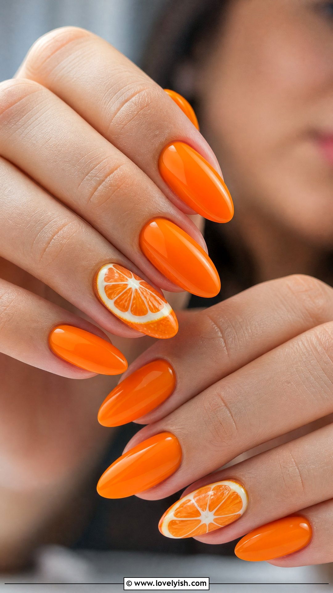 Bright Orange Citrus Nails - 50 pictures of nail designs - 50 pictures of nail designs