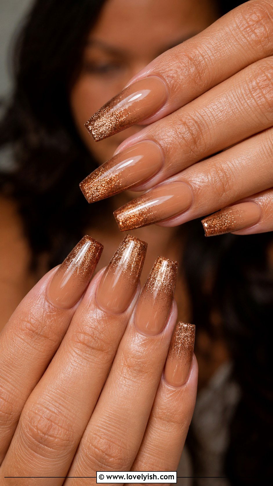 Bronze Glitter Ombre Nails - 50 glitter nails - 50 glitter nails