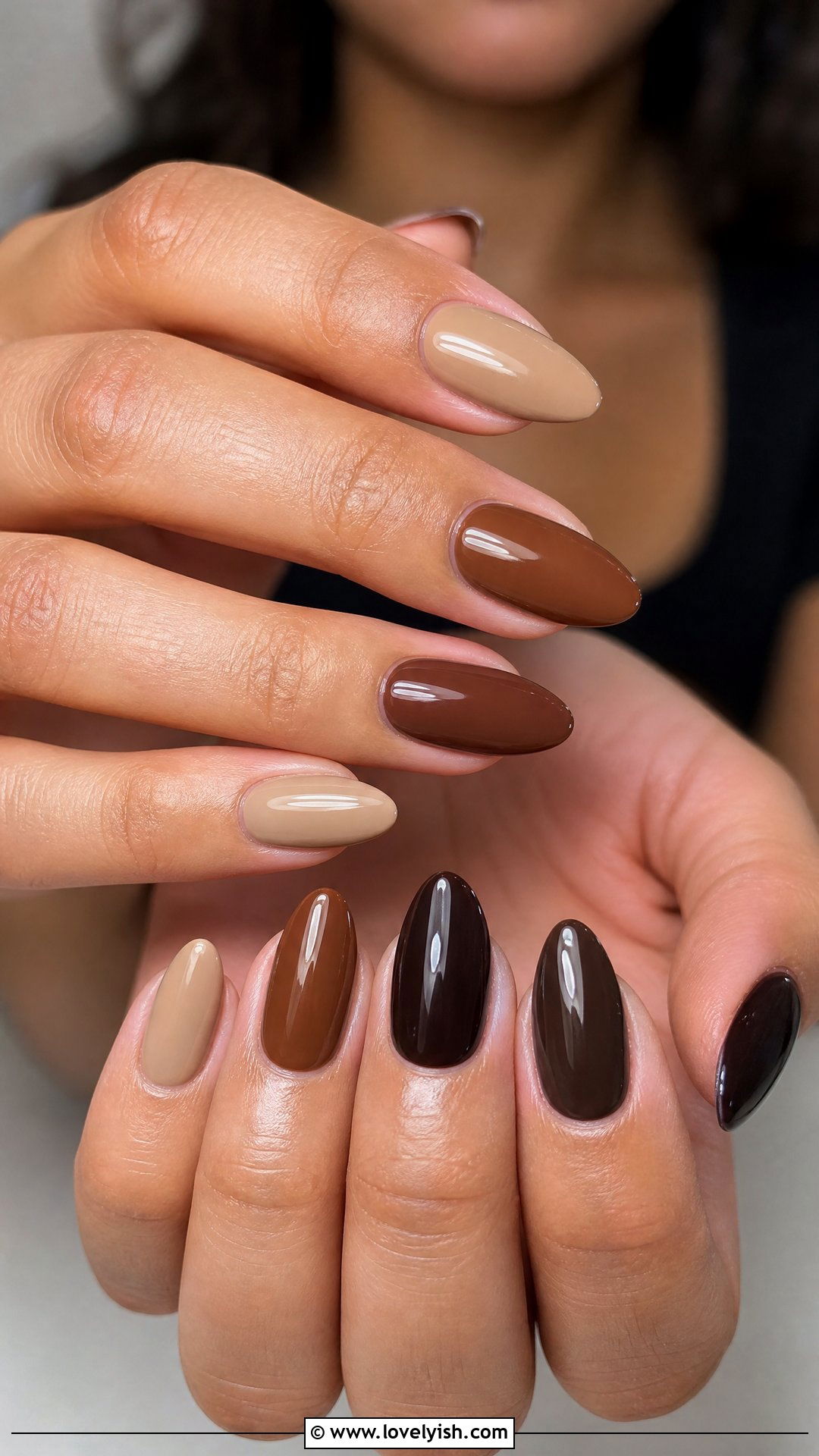 Brown Color Block Nails - 50 brown nails - 50 brown nails