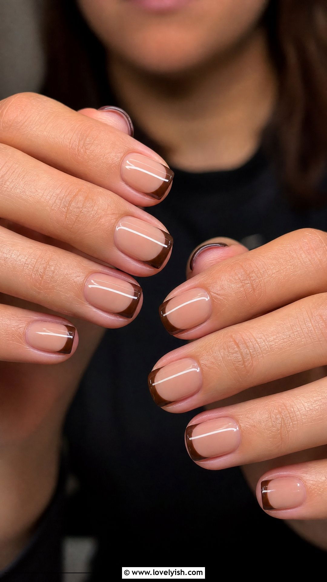 Brown French Tip Nails - 25 brown nail designs - 25 brown nail designs